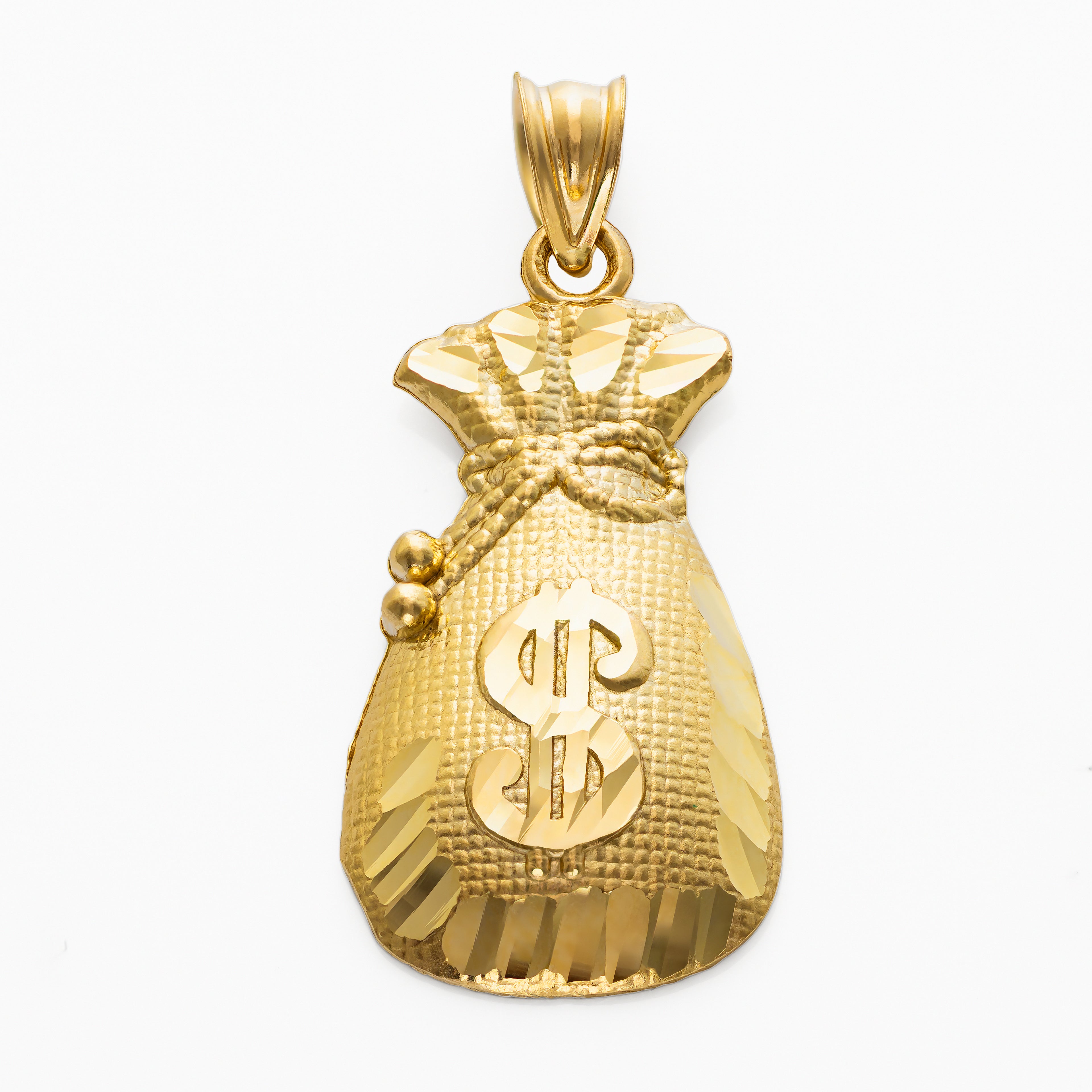 10k Solid Gold Money Bag Charm Pendant Large 3.10 grams
