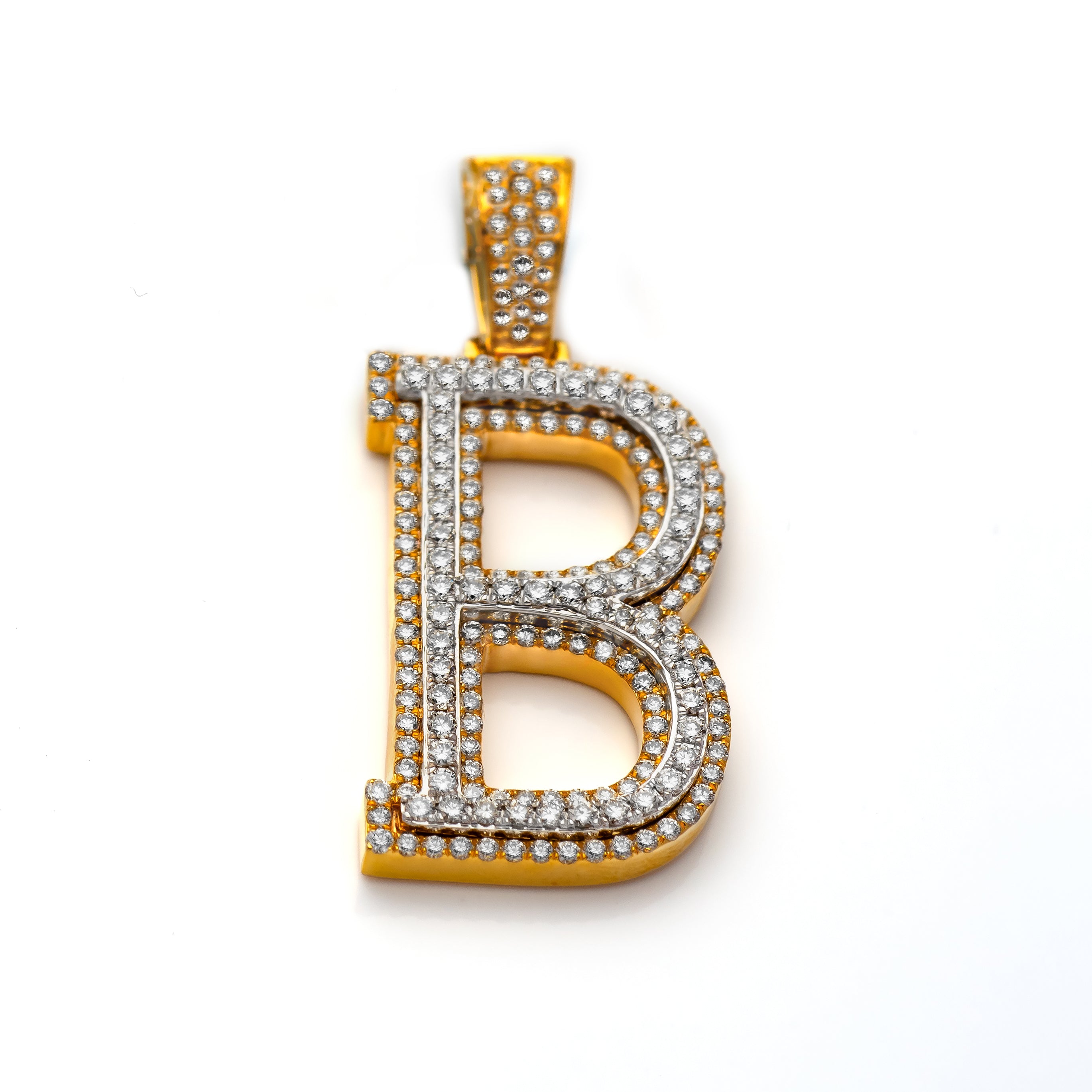 14k Diamond Block Letter Initial Pendant