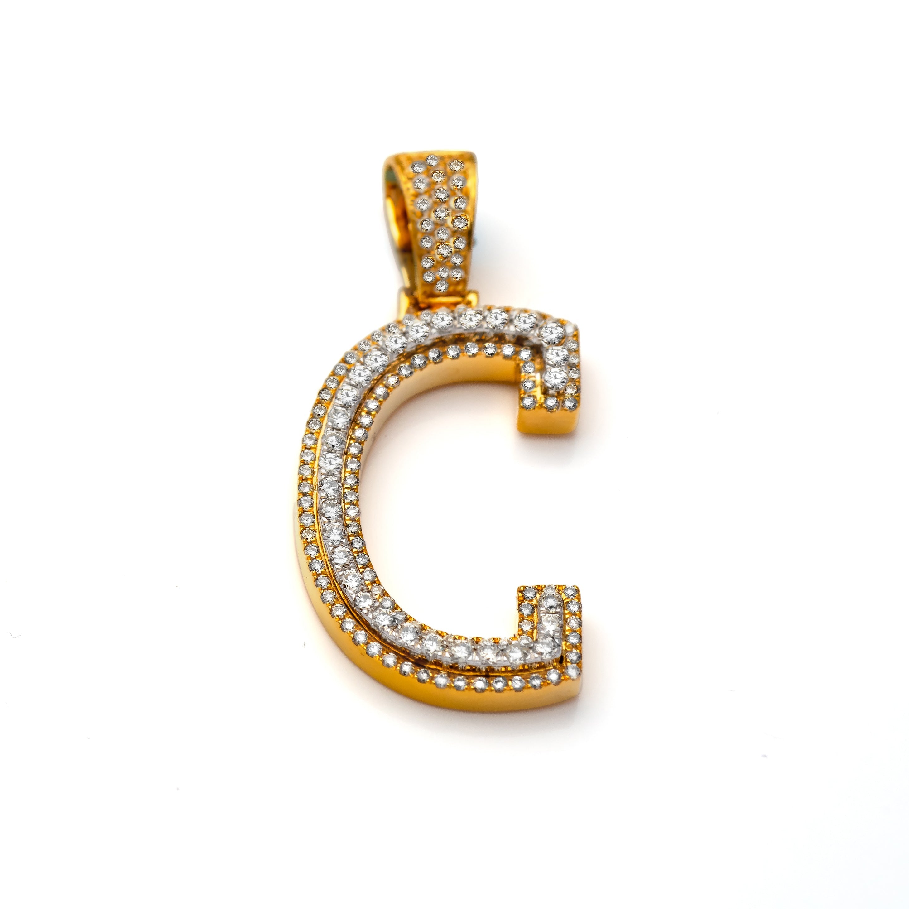 14k Diamond Block Letter Initial Pendant