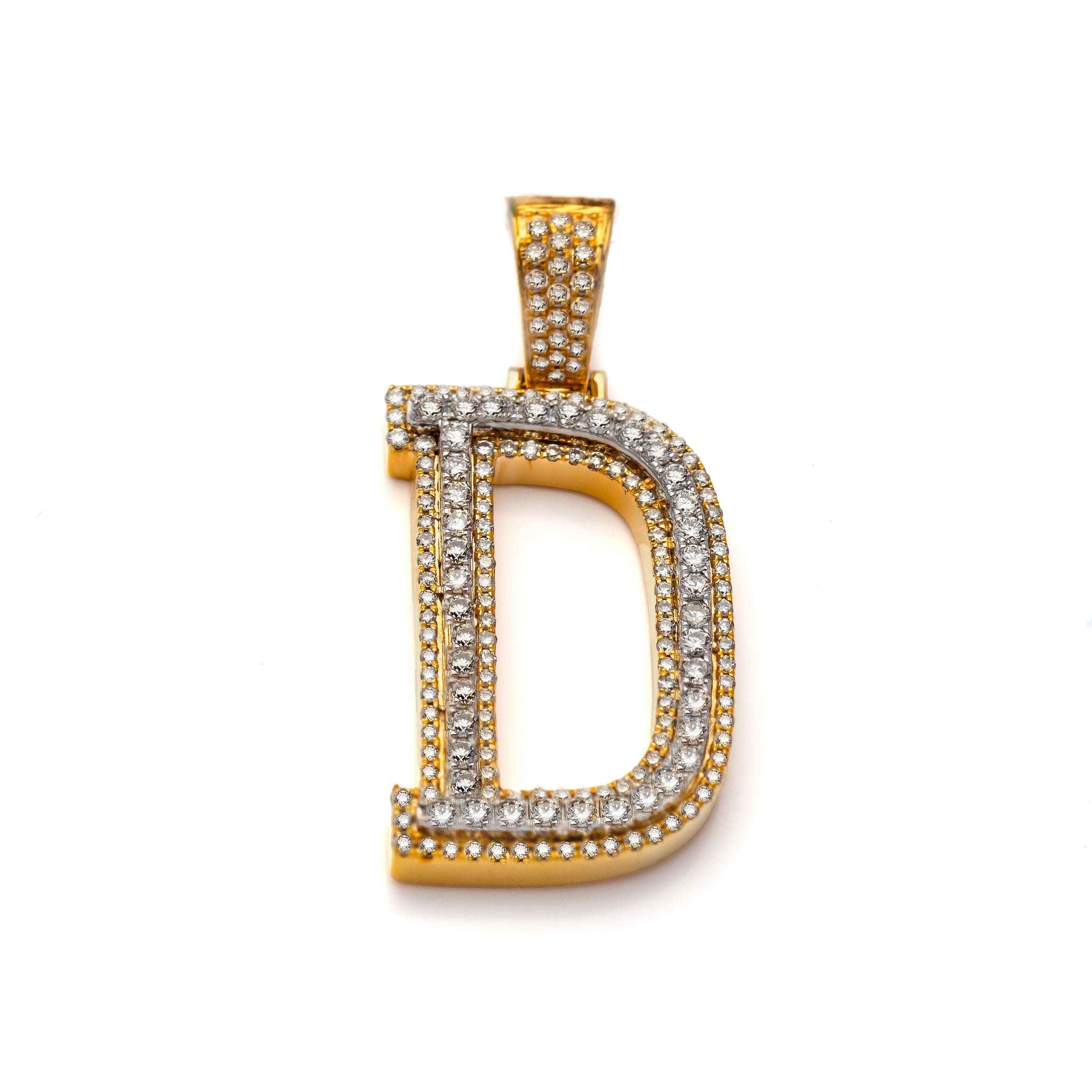 14k Diamond Block Letter Initial Pendant