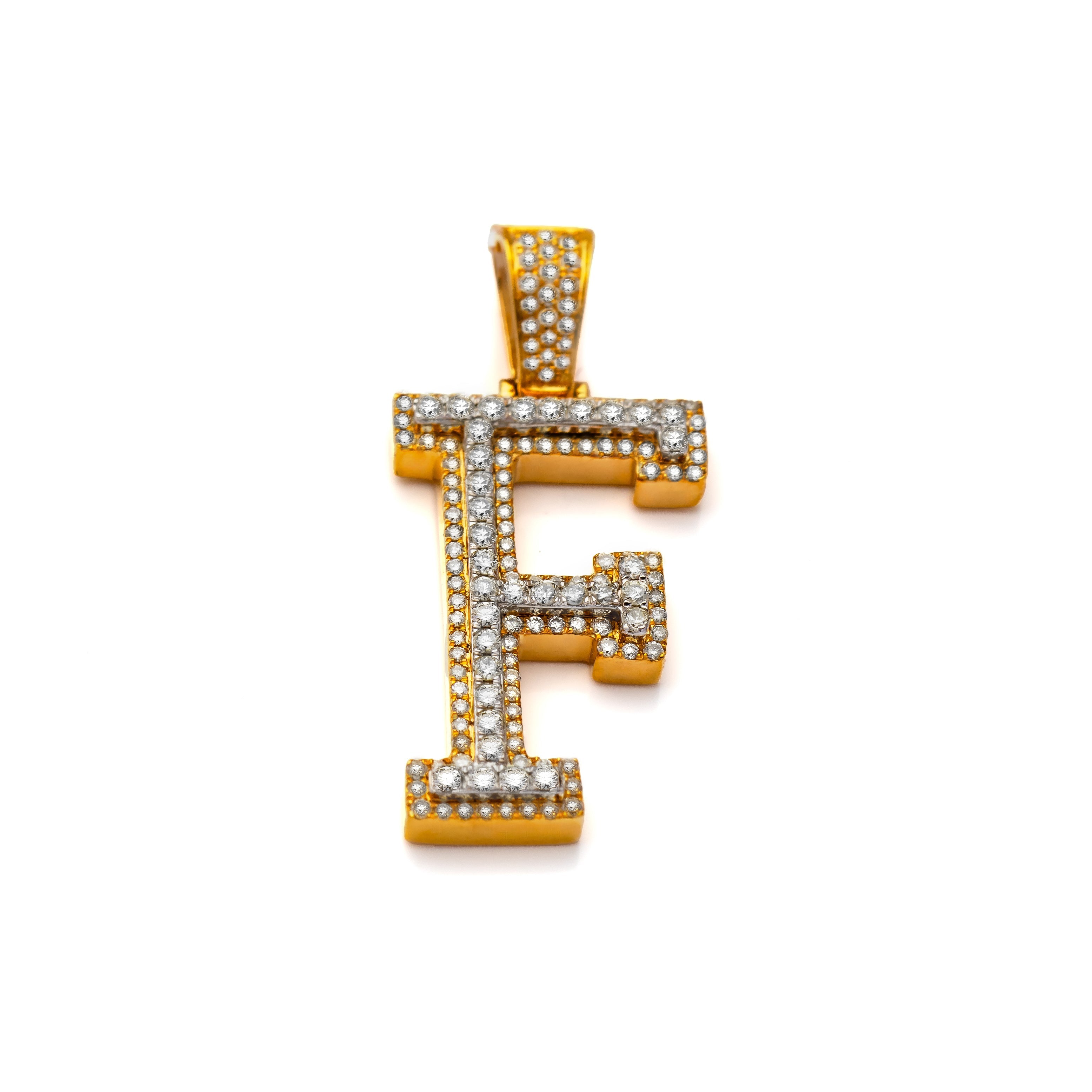 14k Diamond Block Letter Initial Pendant