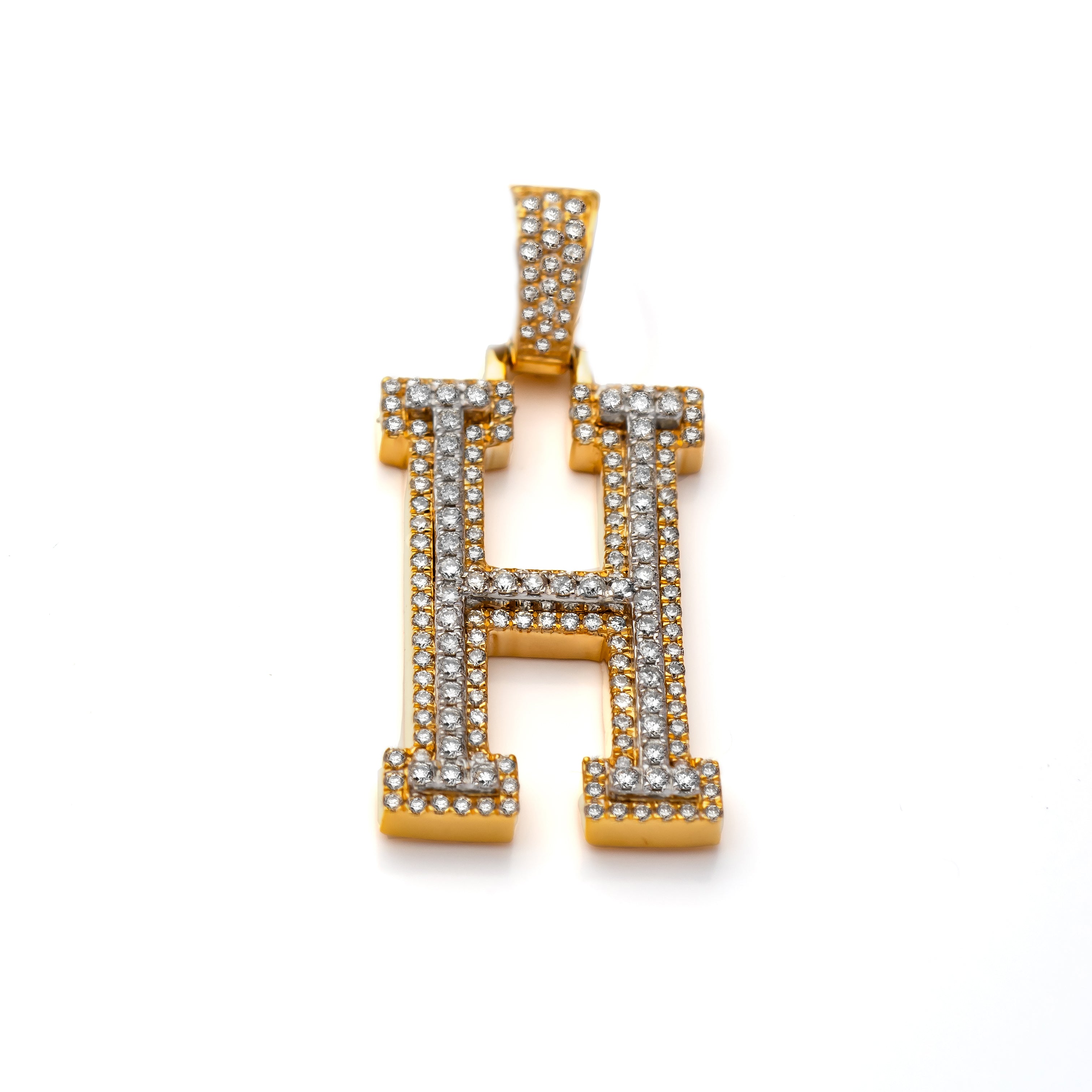 14k Diamond Block Letter Initial Pendant