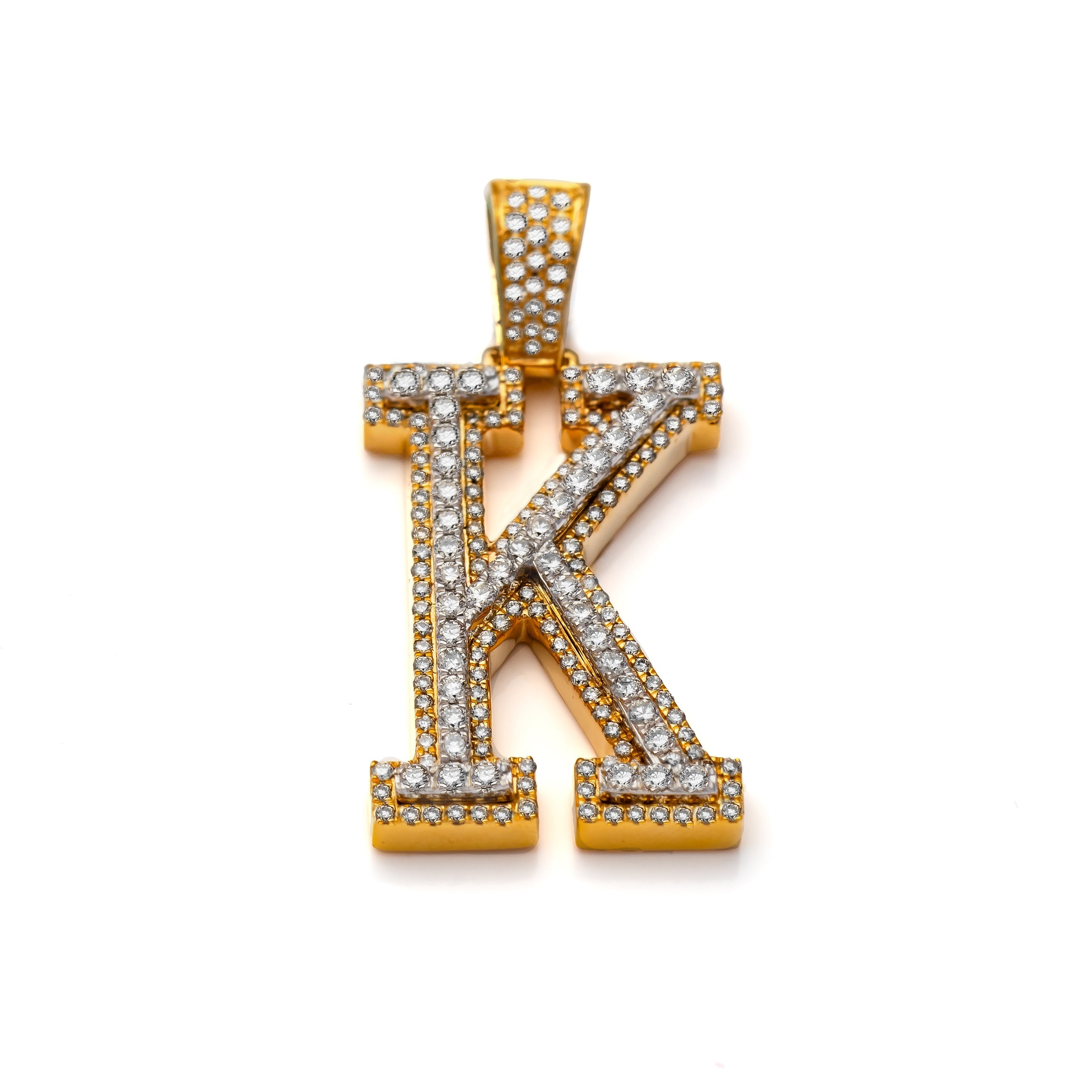 14k Diamond Block Letter Initial Pendant