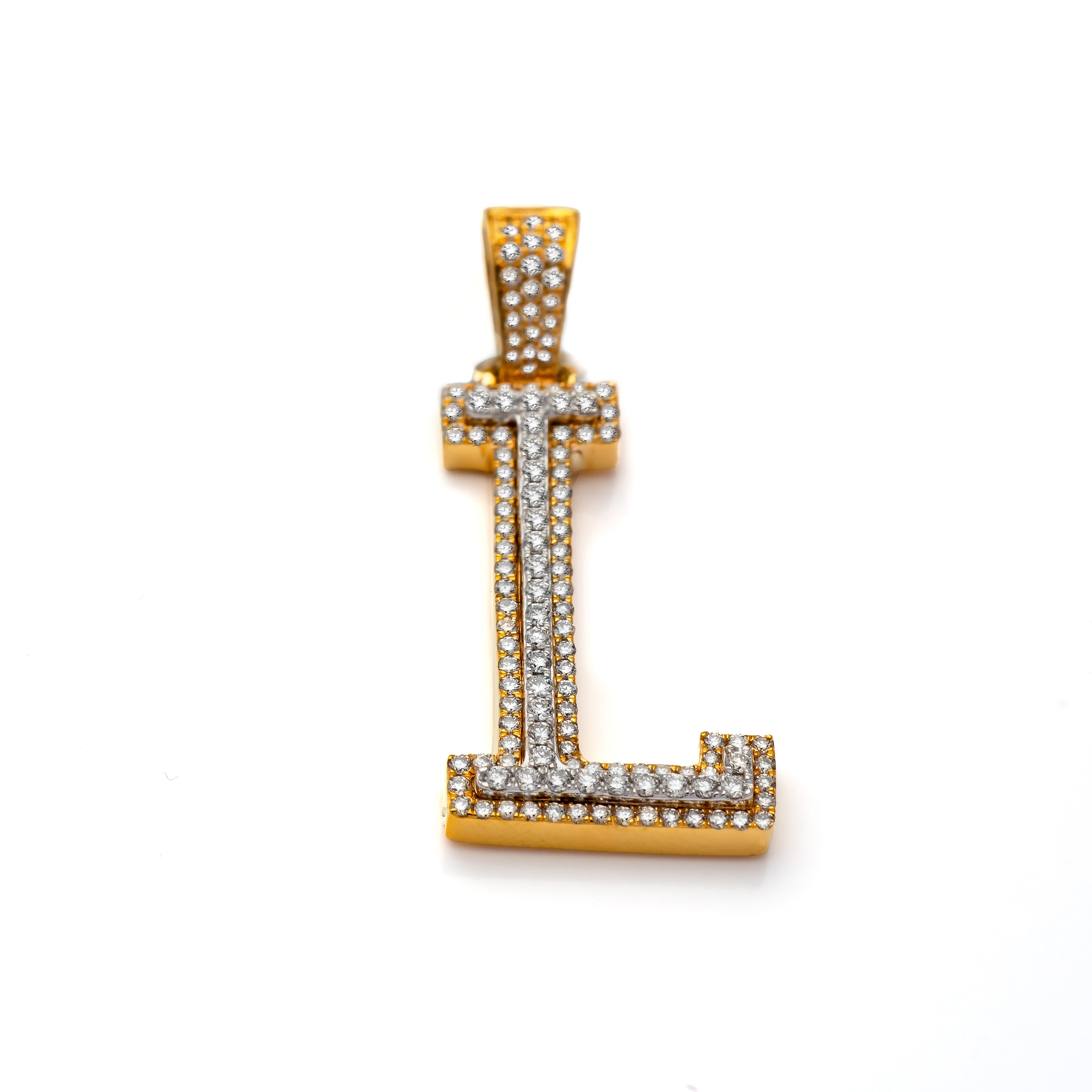 14k Diamond Block Letter Initial Pendant