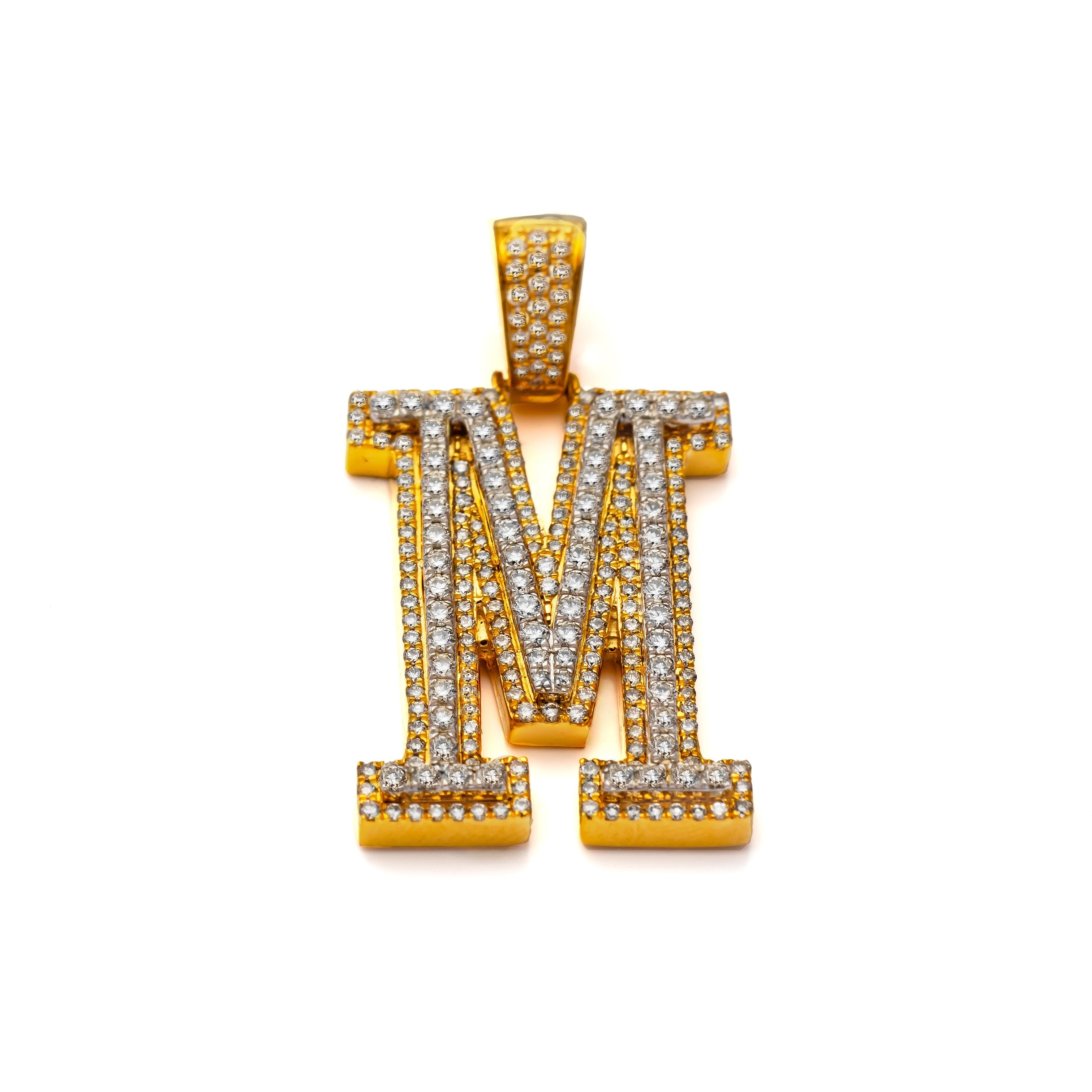 10k Diamond Block Letter Initial Pendant
