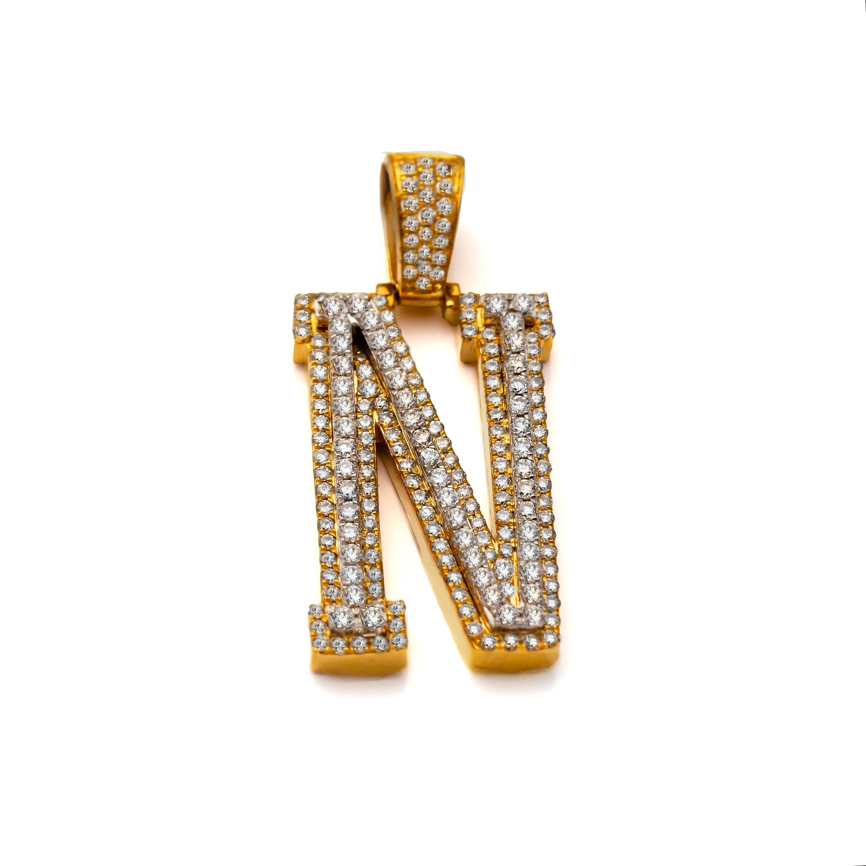 14k Diamond Block Letter Initial Pendant