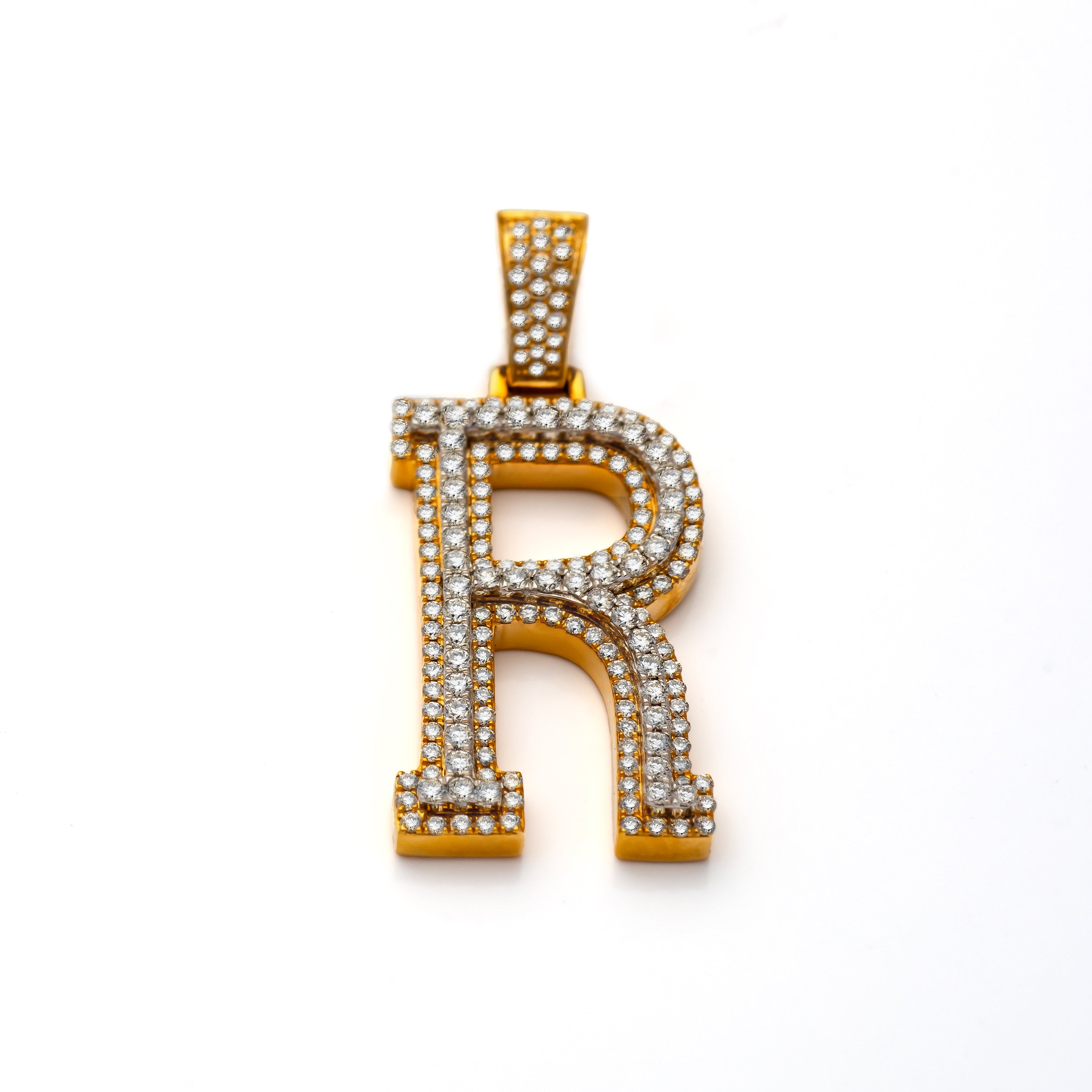 14k Diamond Block Letter Initial Pendant