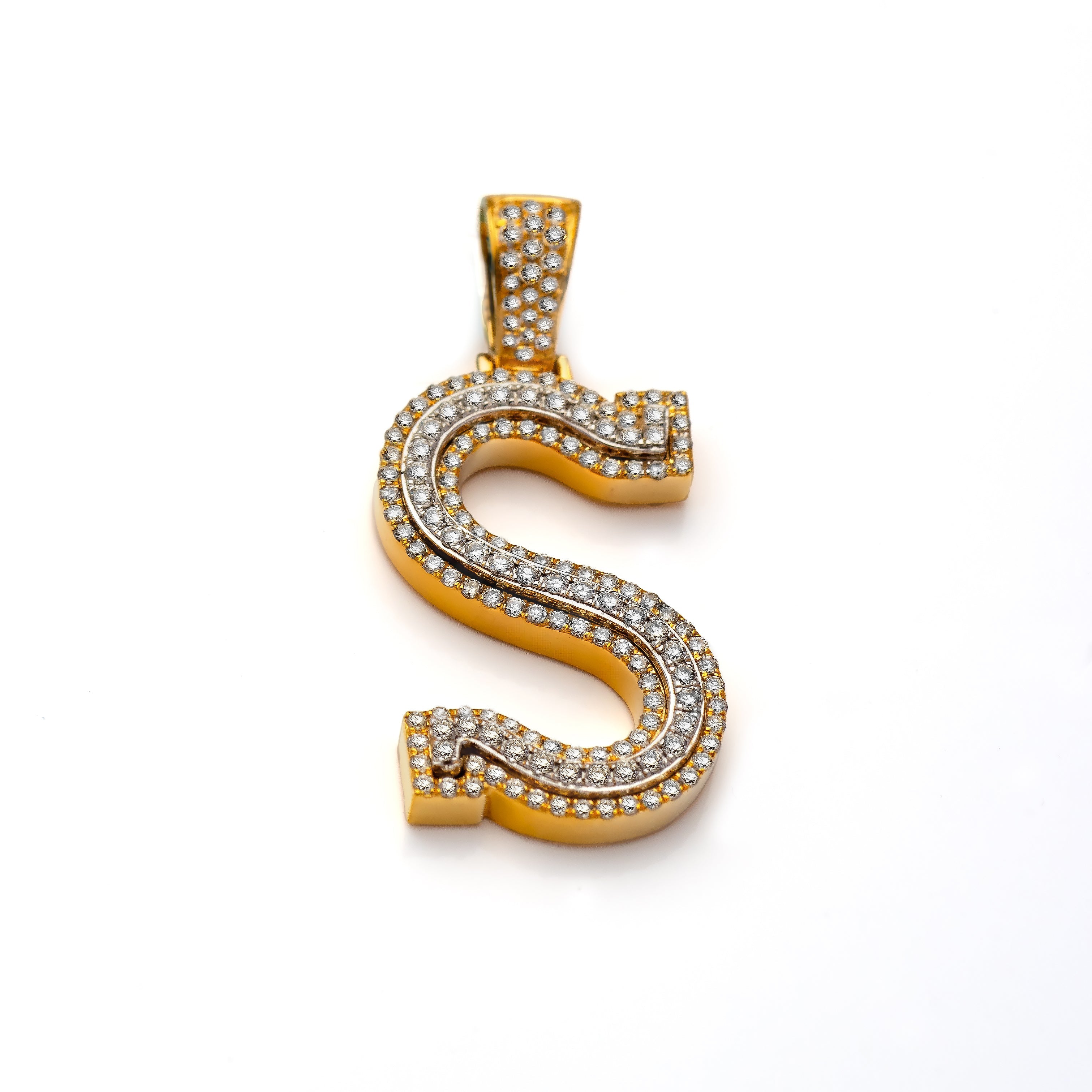 14k Diamond Block Letter Initial Pendant