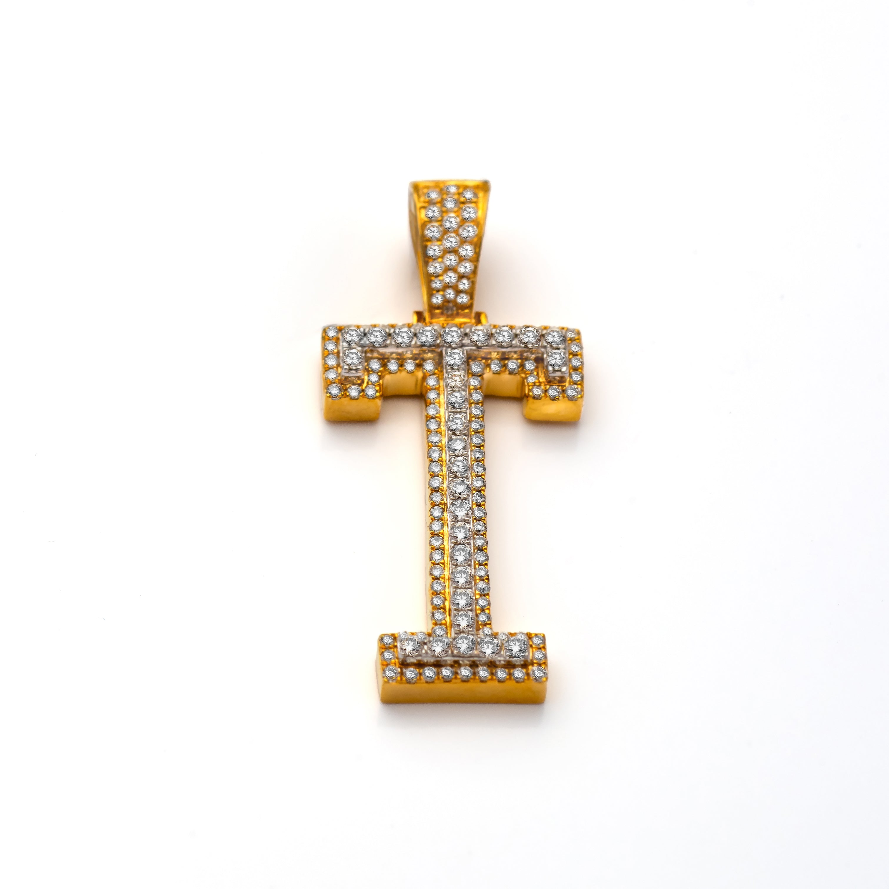14k Diamond Block Letter Initial Pendant