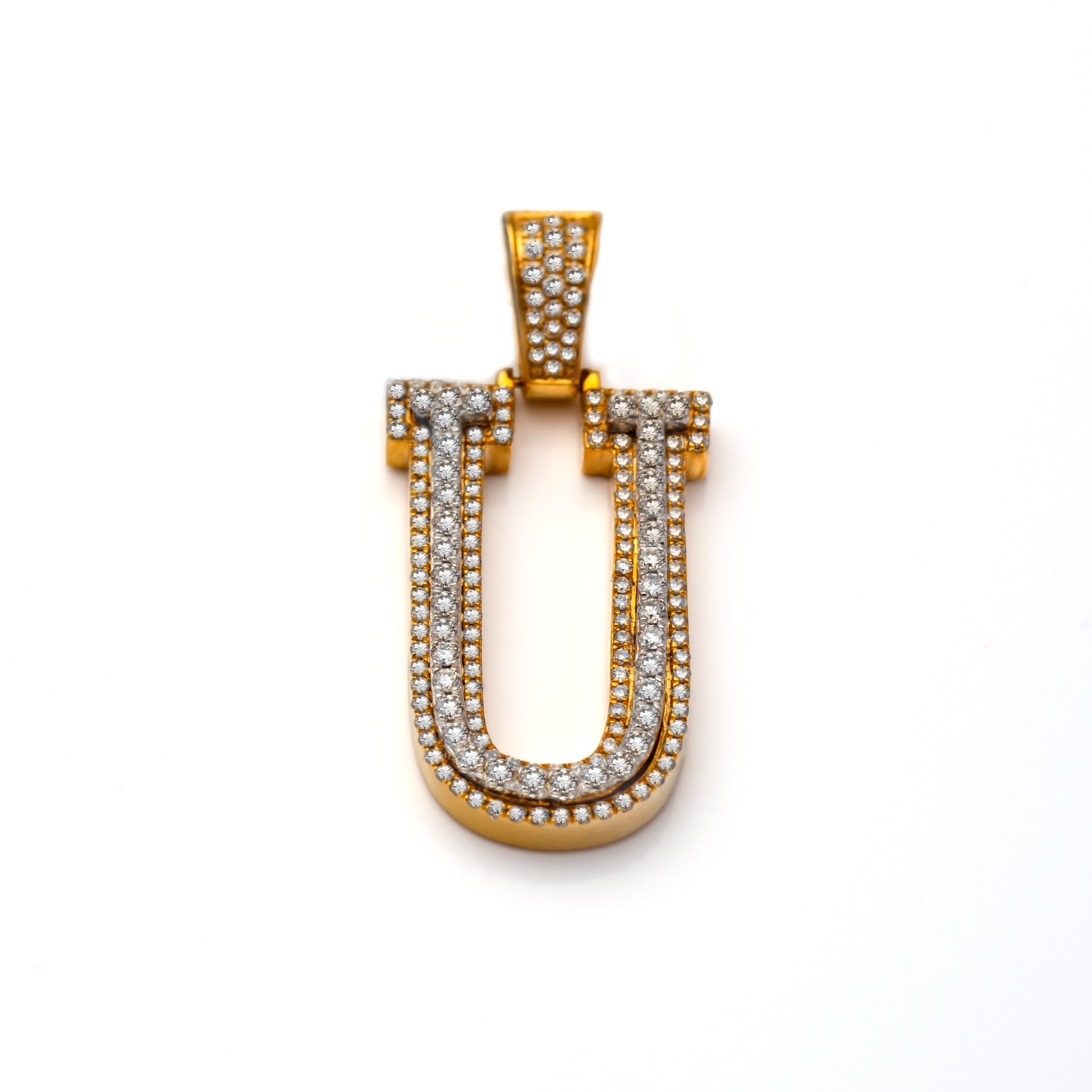 14k Diamond Block Letter Initial Pendant