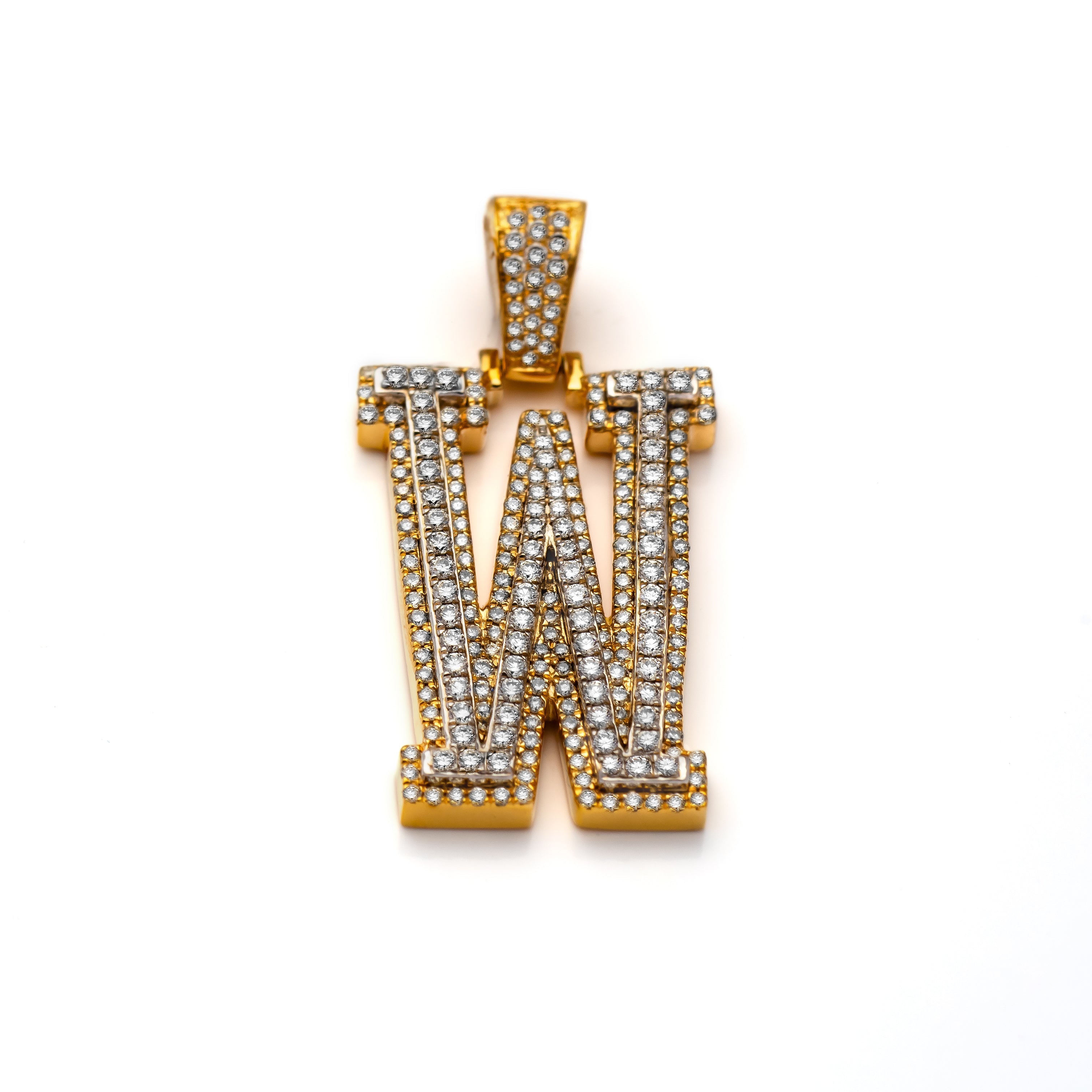 14k Diamond Block Letter Initial Pendant