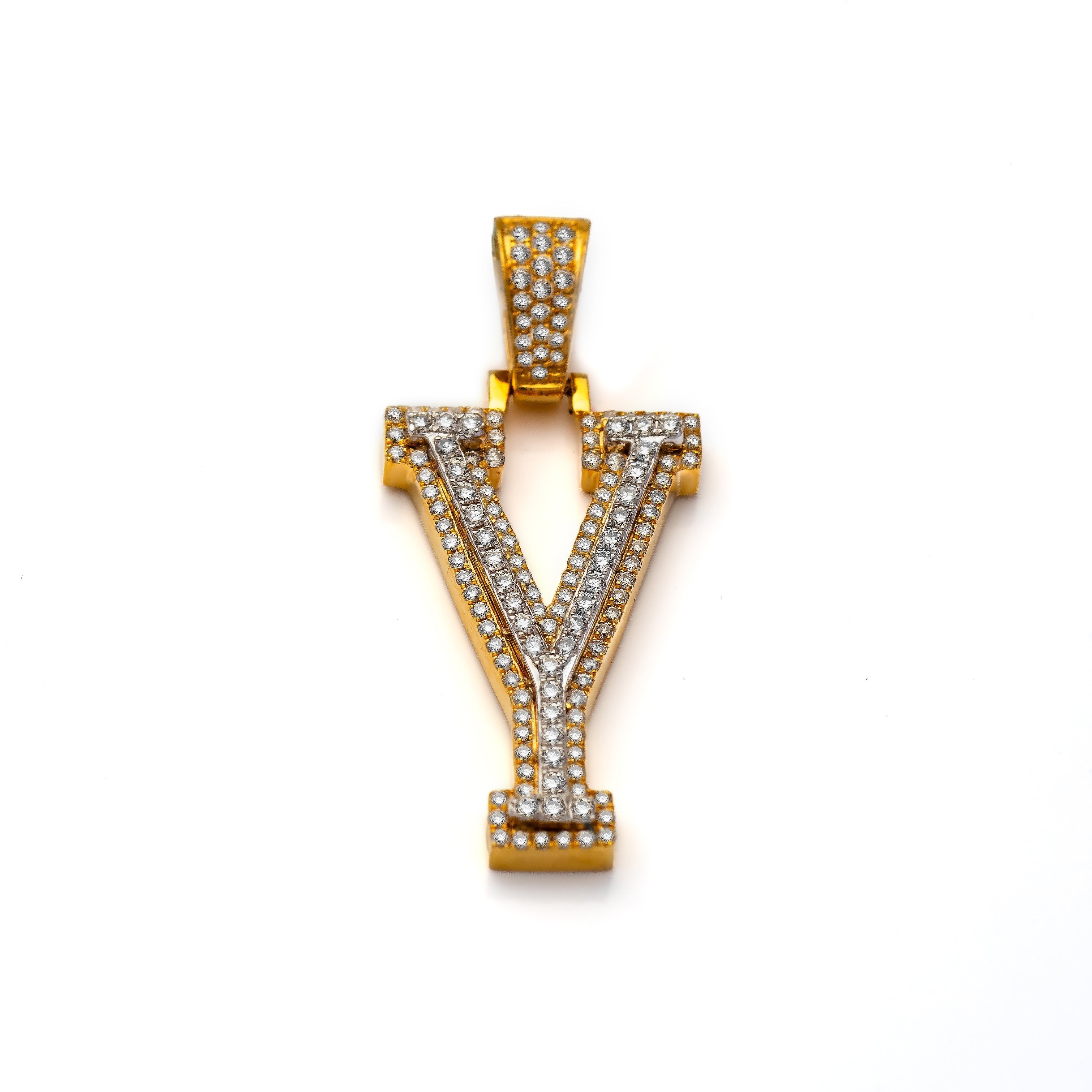 14k Diamond Block Letter Initial Pendant