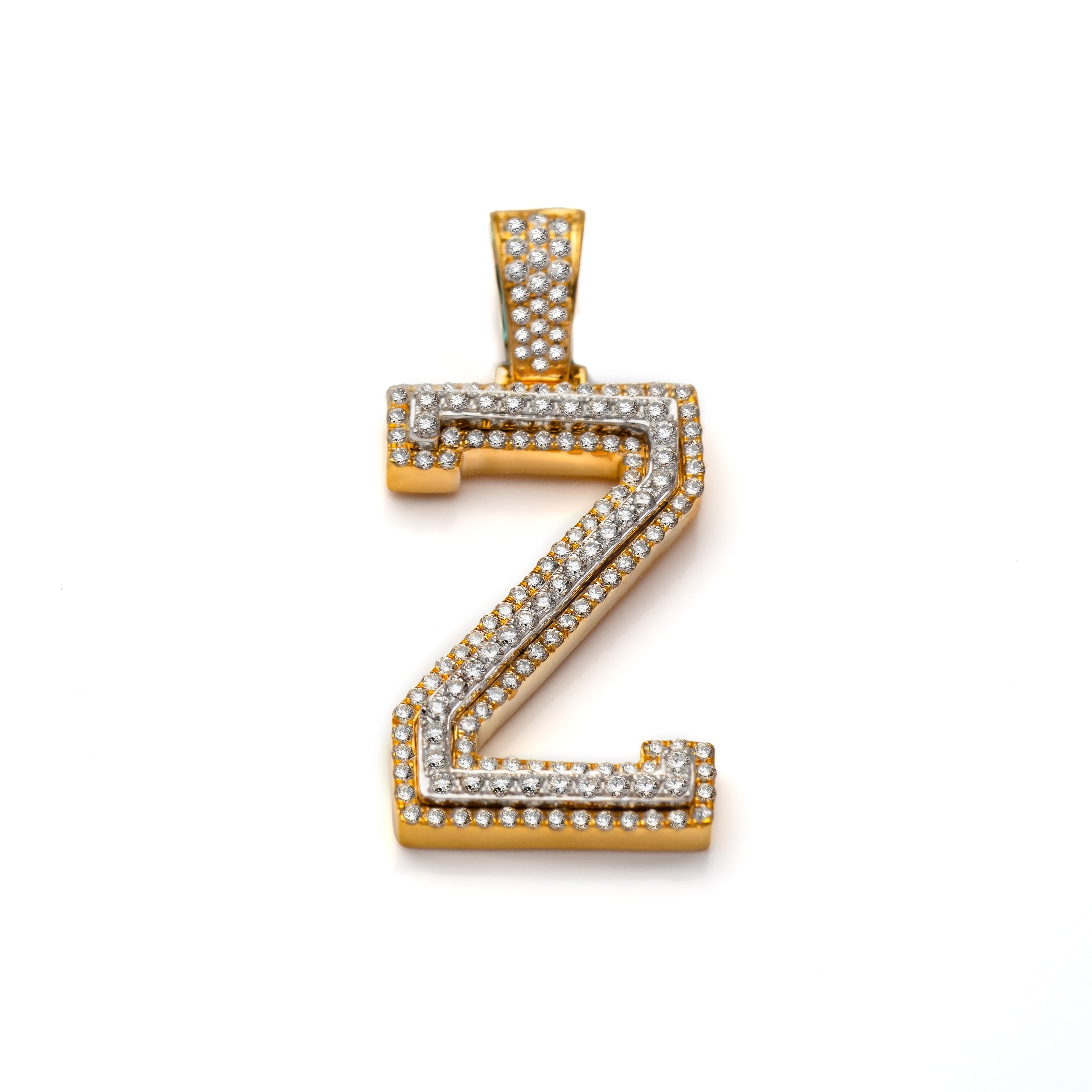 14k Diamond Block Letter Initial Pendant