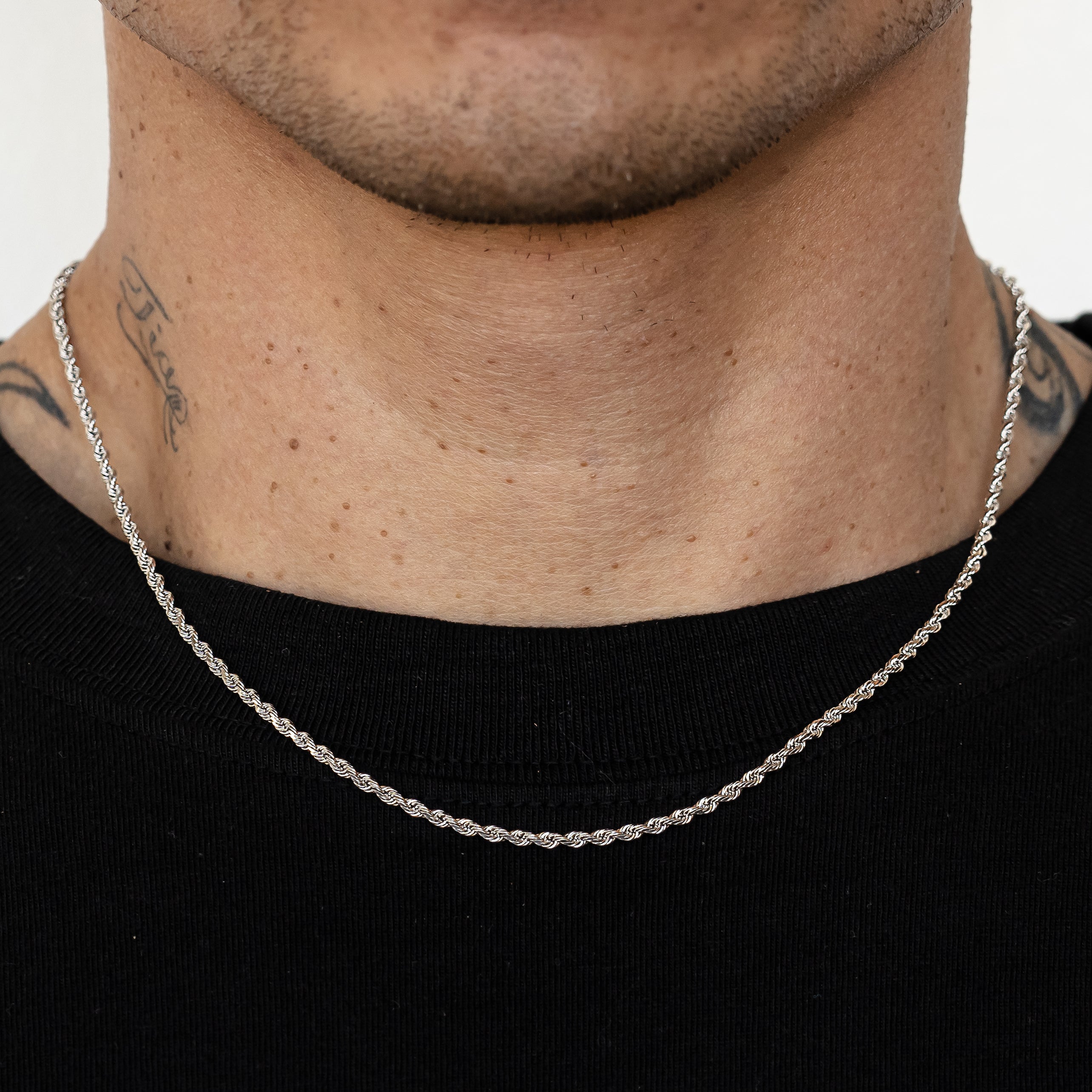 10k White Gold Solid Diamond Cut Rope Chain