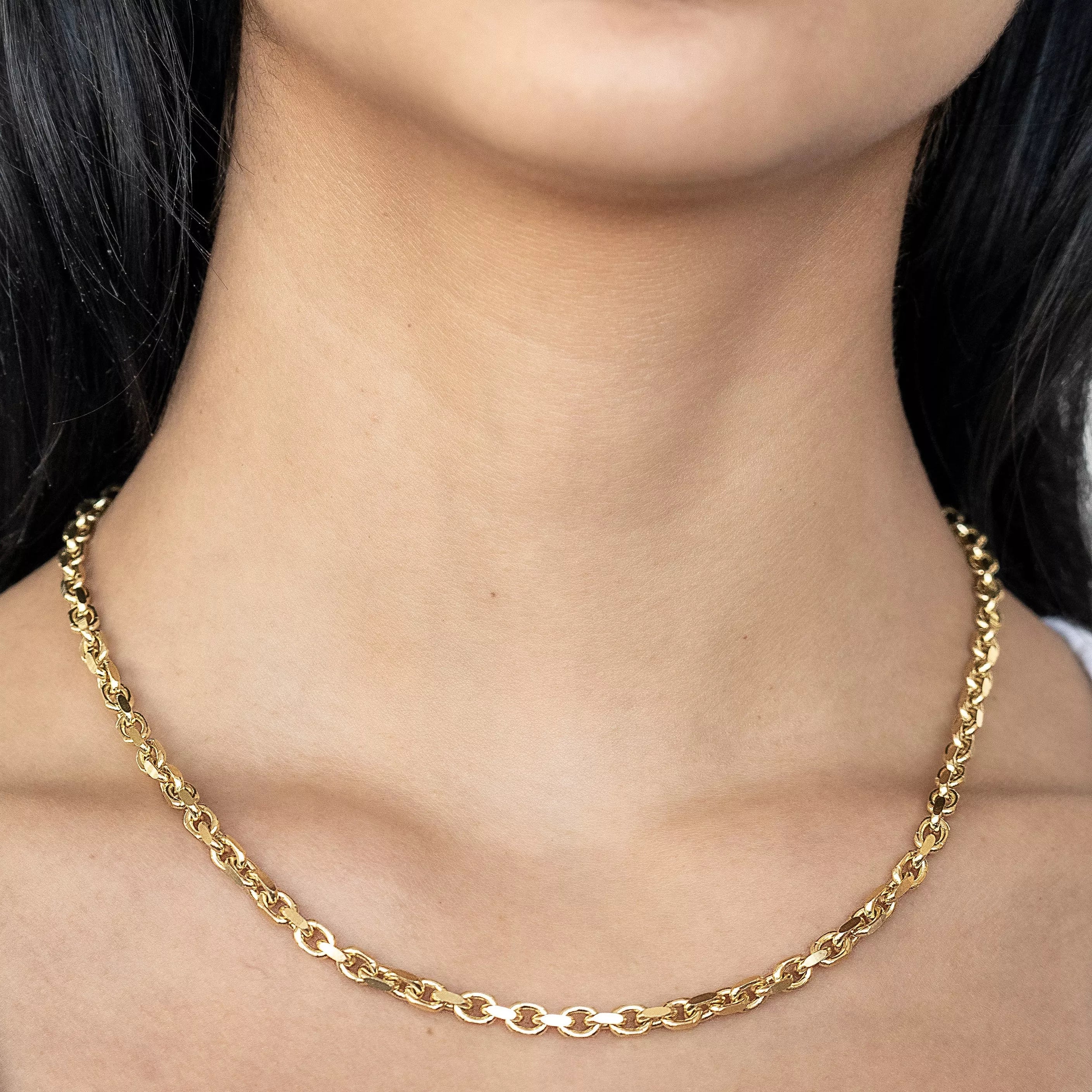 Gold chain link necklace women's online
