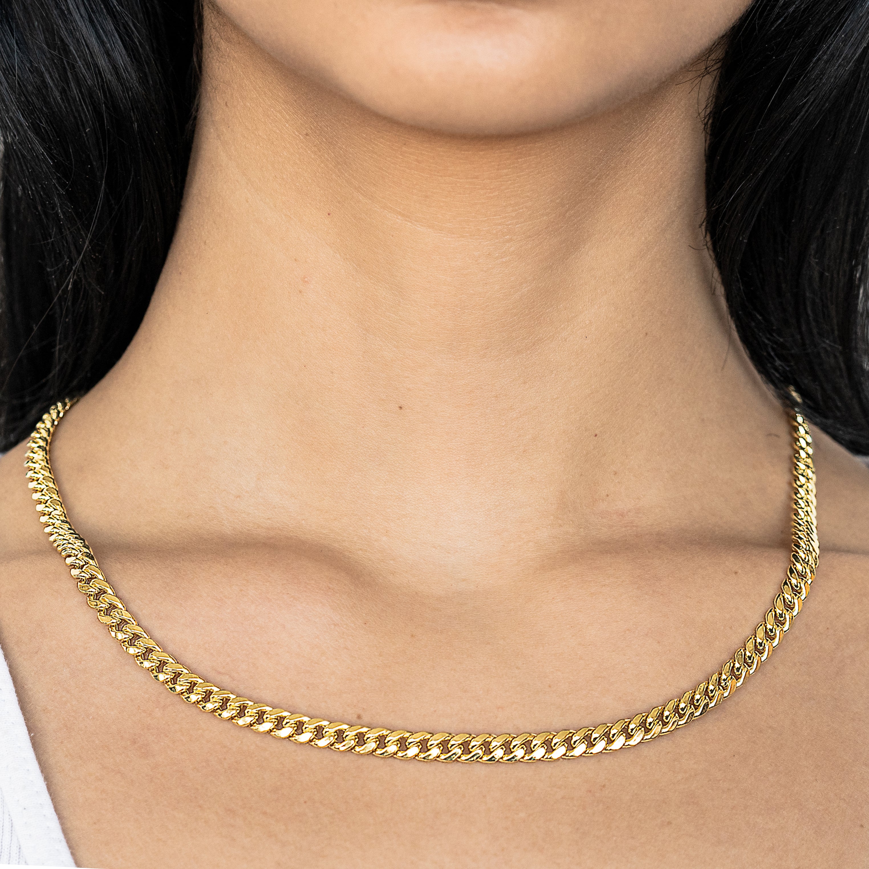 10k Yellow Gold Women's Solid Miami Cuban Necklace