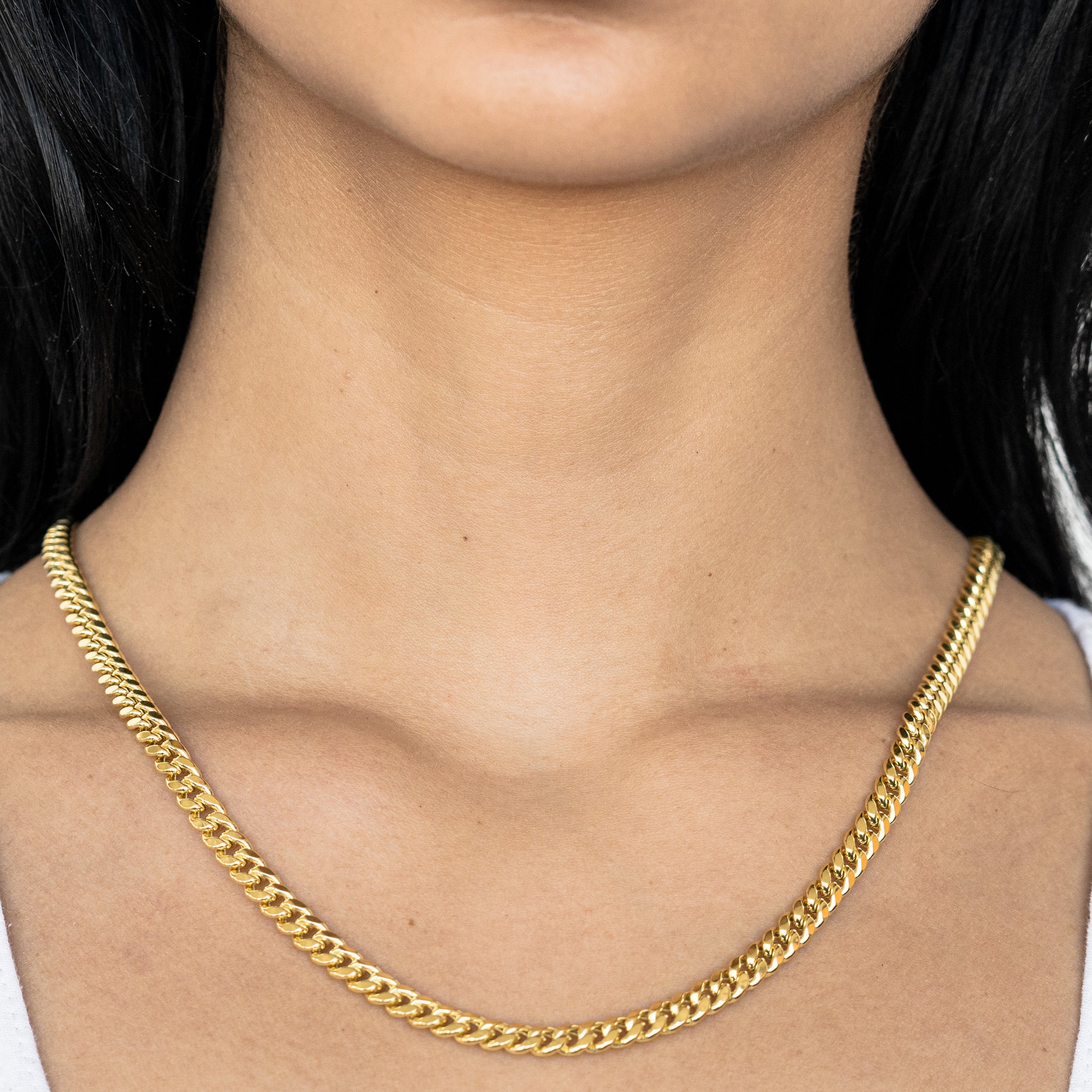 10k Yellow Gold Women's Solid Miami Cuban Necklace LoveBling