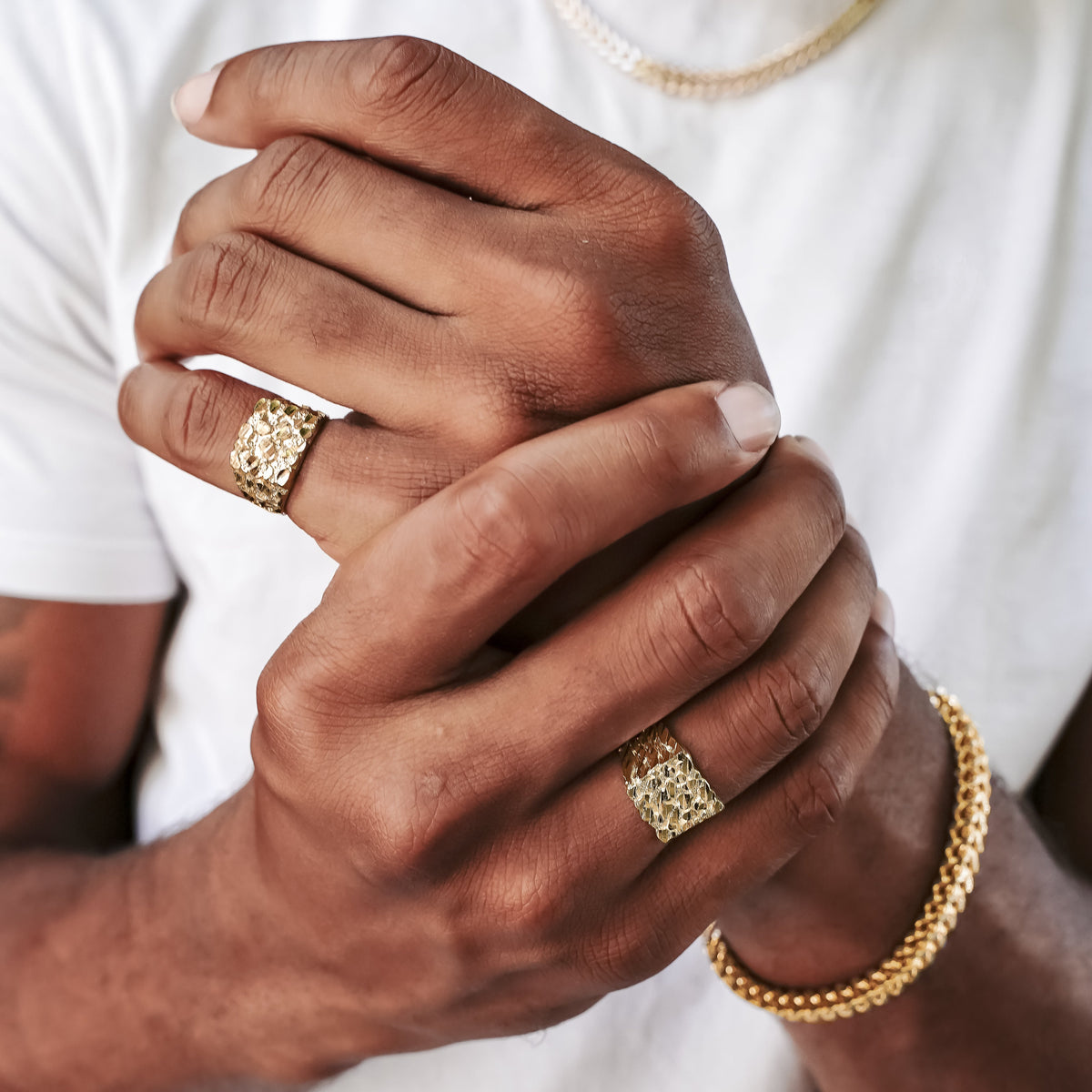 Men's Gold Nugget Rings
