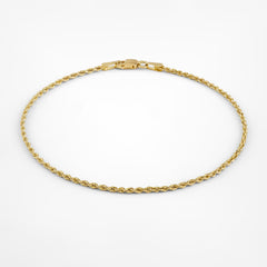 14k Yellow Gold Solid Diamond Cut Rope Bracelet