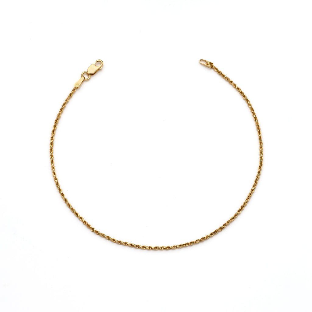 14k Yellow Gold Solid Diamond Cut Rope Bracelet