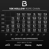 10k Women's Yellow Gold Diamond Cut Hollow Rope Necklace