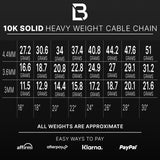 10k Yellow Gold Solid Heavyweight Cable Link Chain with Lobster Lock (Available 3mm to 5mm)