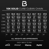 10k Women's Yellow Gold Solid Curb Cuban Link Chain
