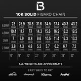 10k Yellow Gold Solid Figaro Chain