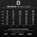 10k Yellow Gold Solid Franco Bracelet