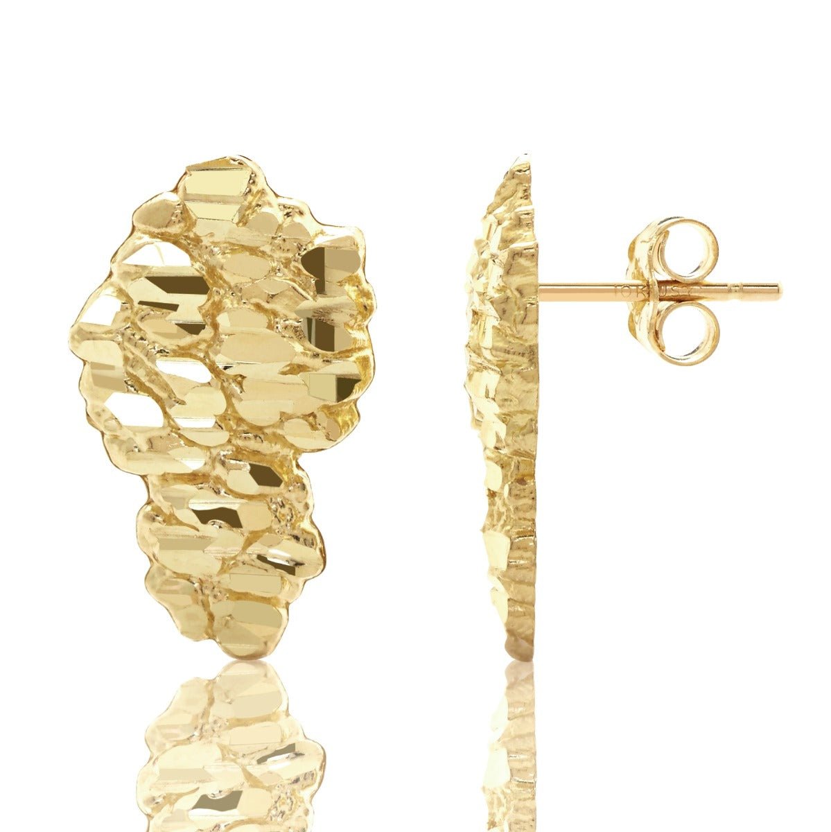 10k Yellow Gold Nugget Earrings (0.64" x 0.39") – LoveBling