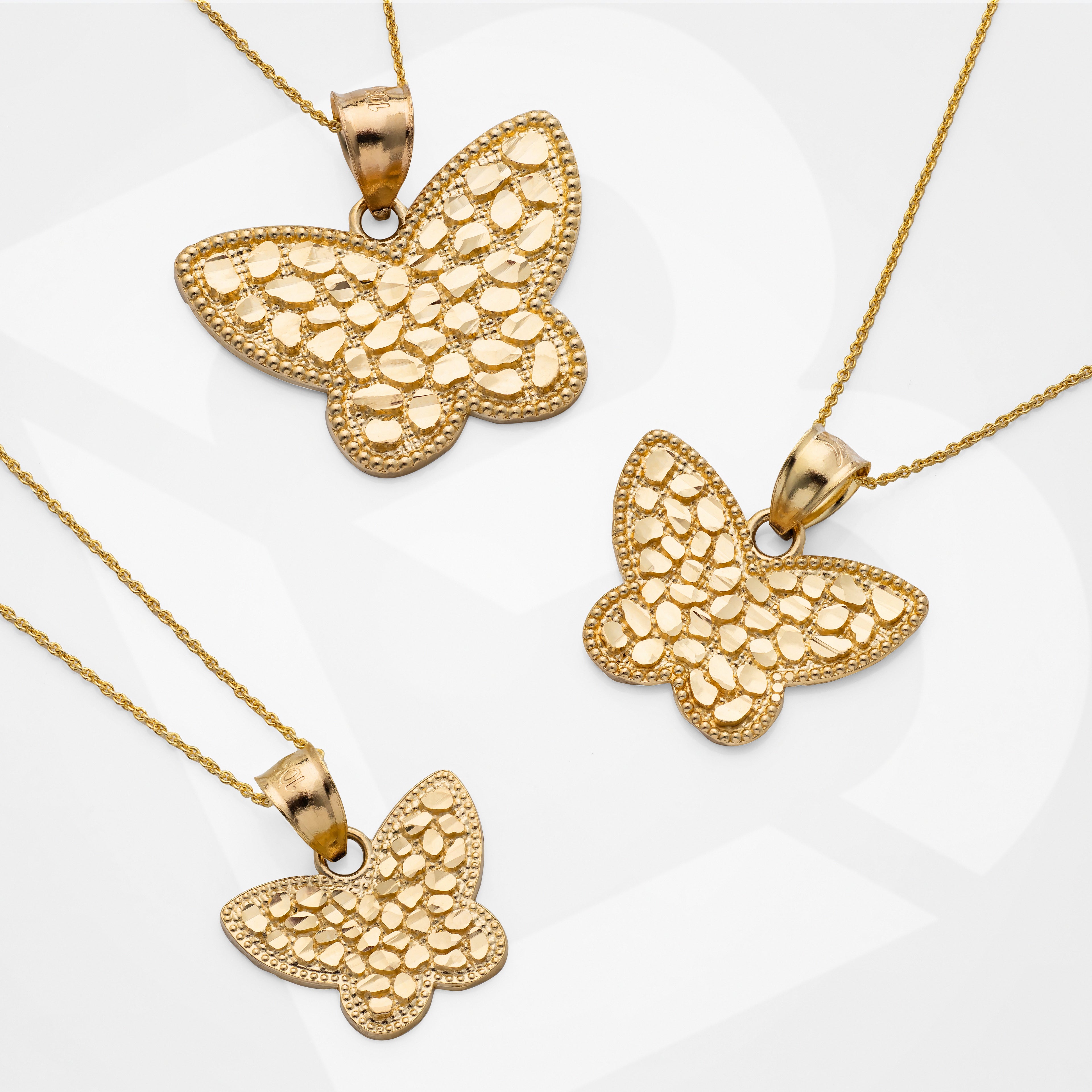 10k solid gold butterfly nugget charm pendant Large 4.5 grams