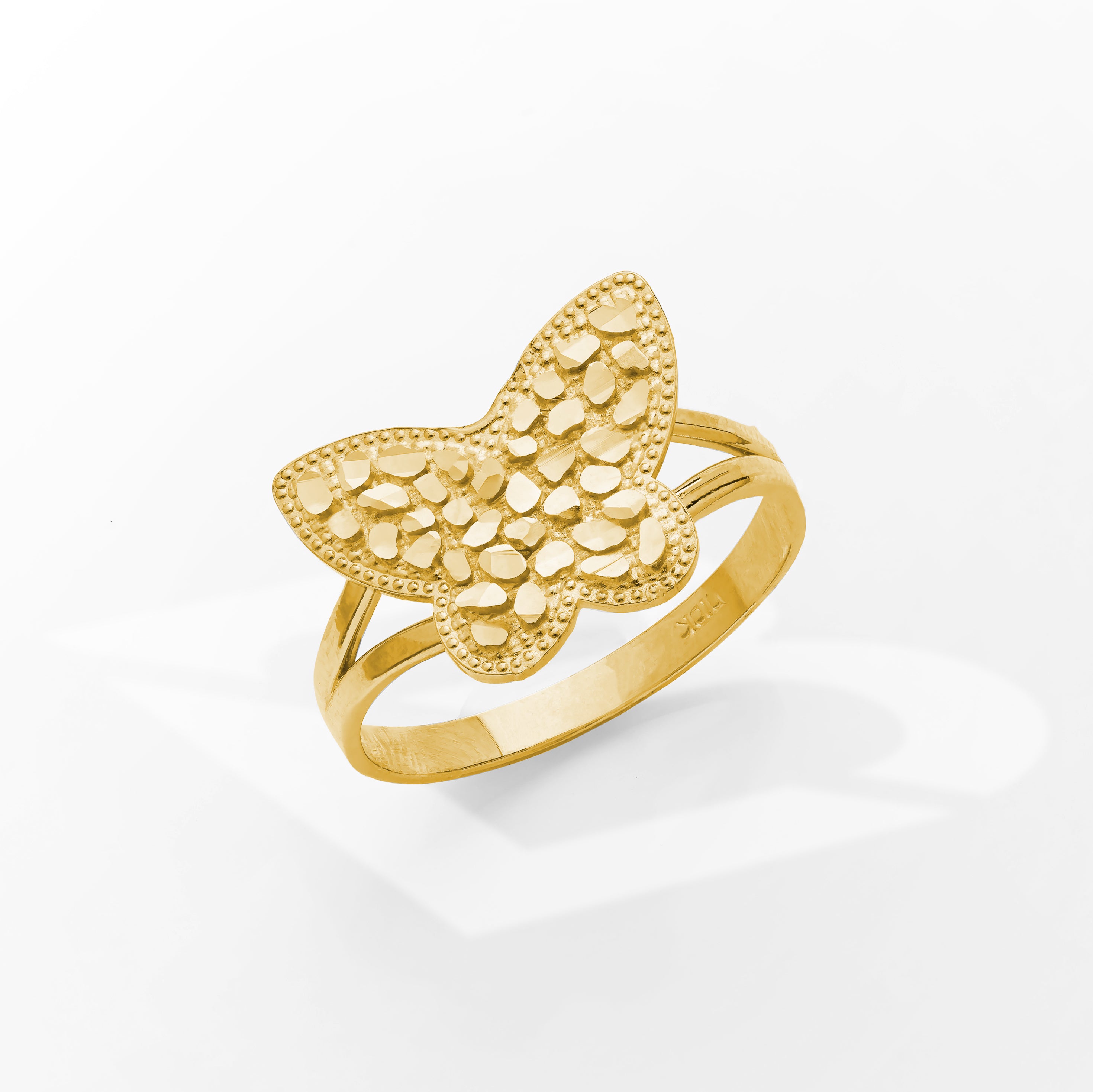 10k solid gold butterfly nugget Ring 2 grams (16mm x 13mm)