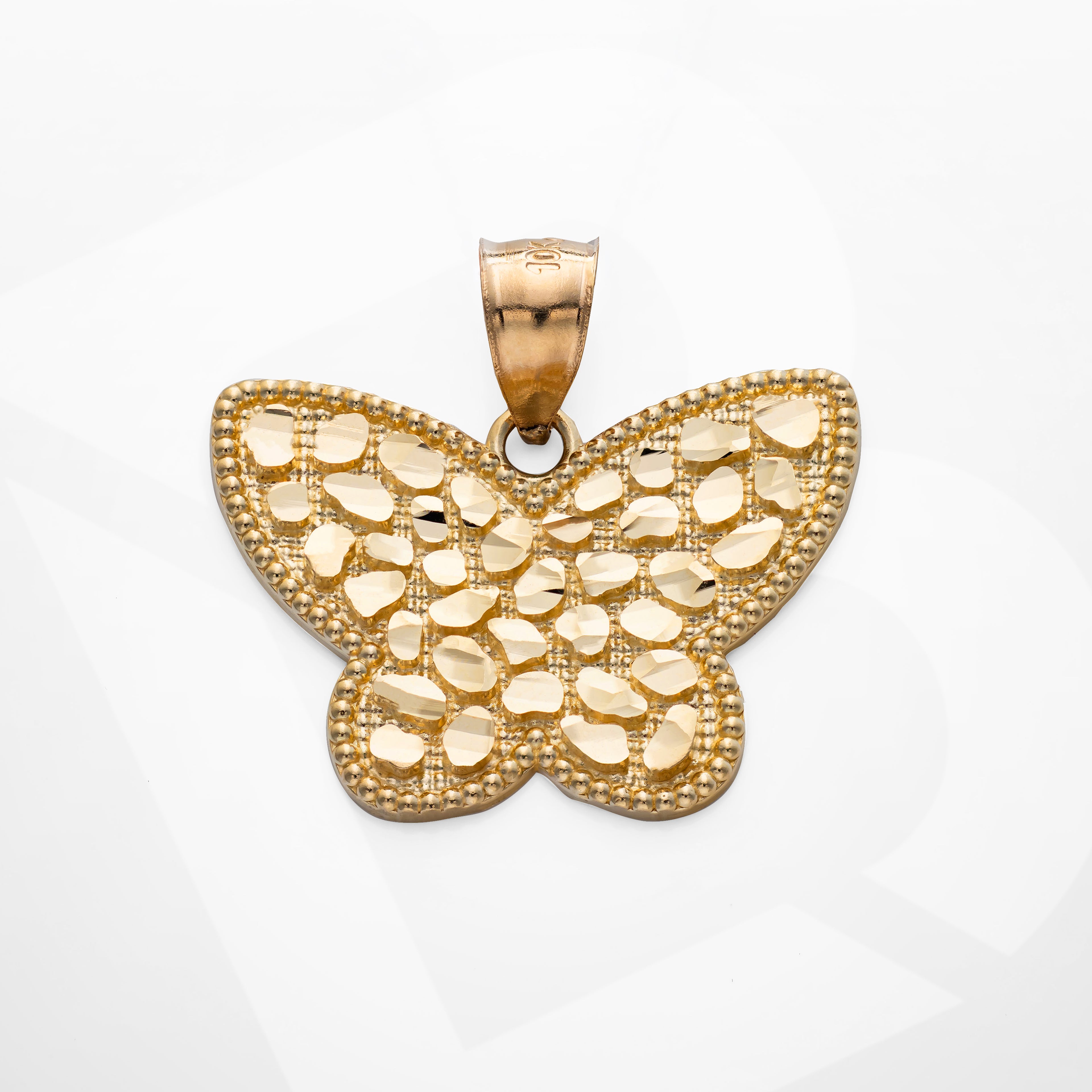 10k solid gold butterfly nugget charm pendant medium 3.5 grams