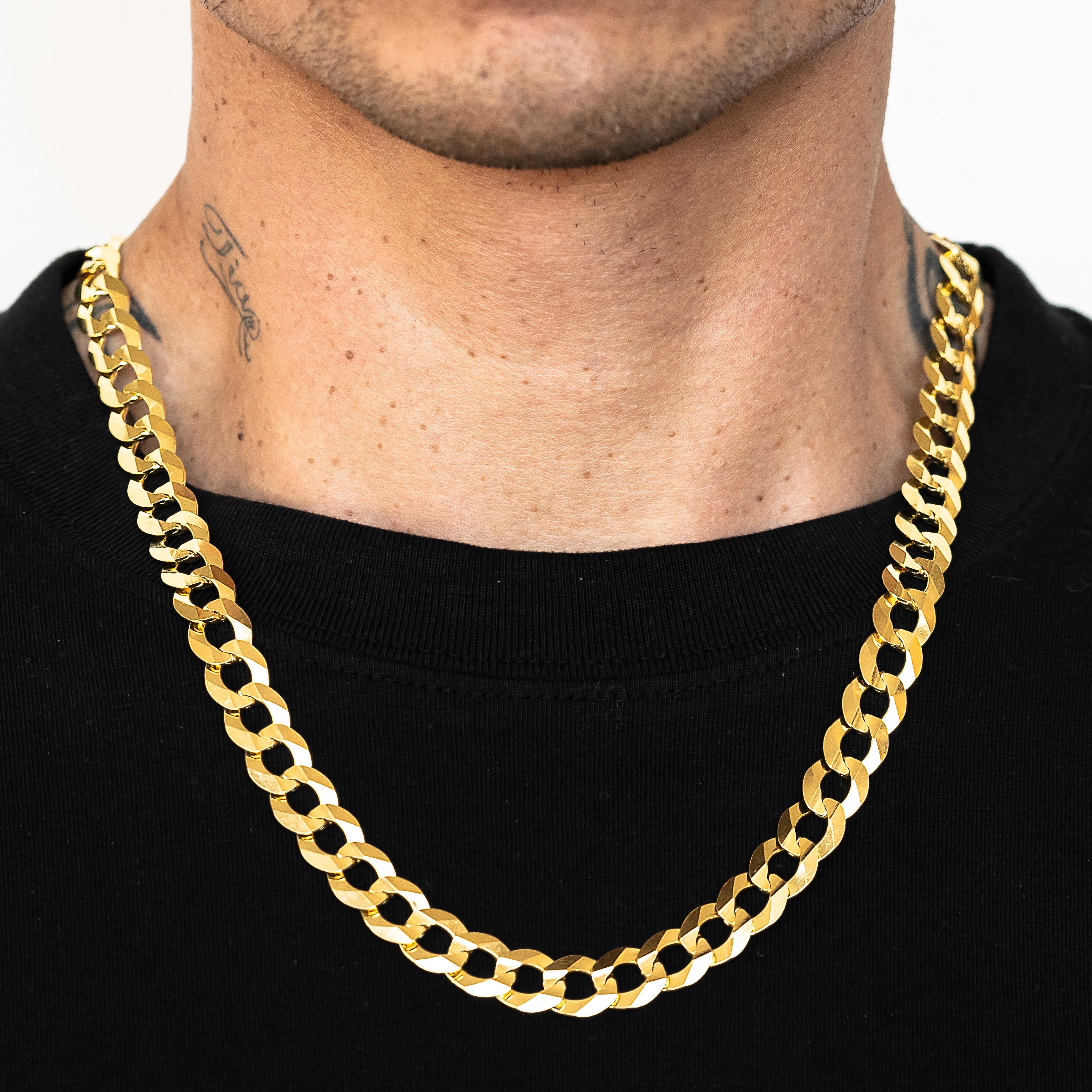 14k Yellow Gold Solid Curb Cuban Link Chain