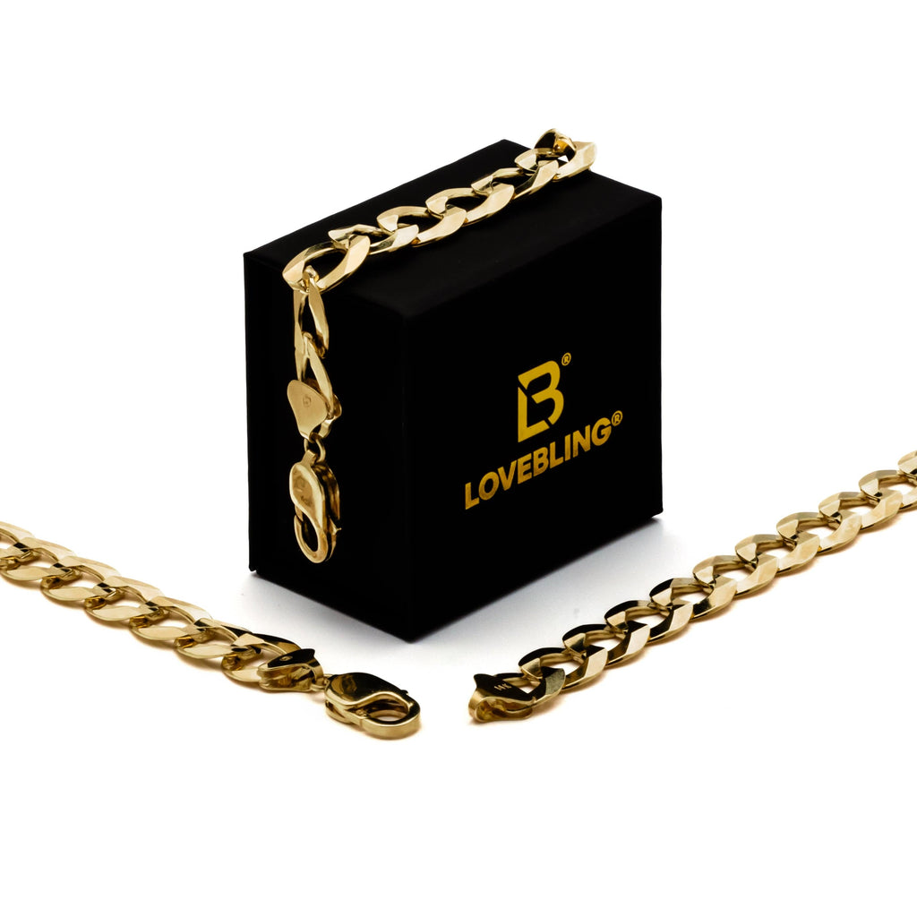 10k Yellow Gold Solid Curb Cuban Bracelet
