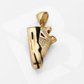 14K Solid Gold Premium Sneaker Shoe With CZ Charm Pendant black line 7.5 Grams