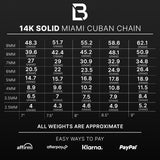 14k Yellow Gold Solid Miami Cuban Bracelet