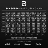 14k White Gold Solid Miami Cuban Chain
