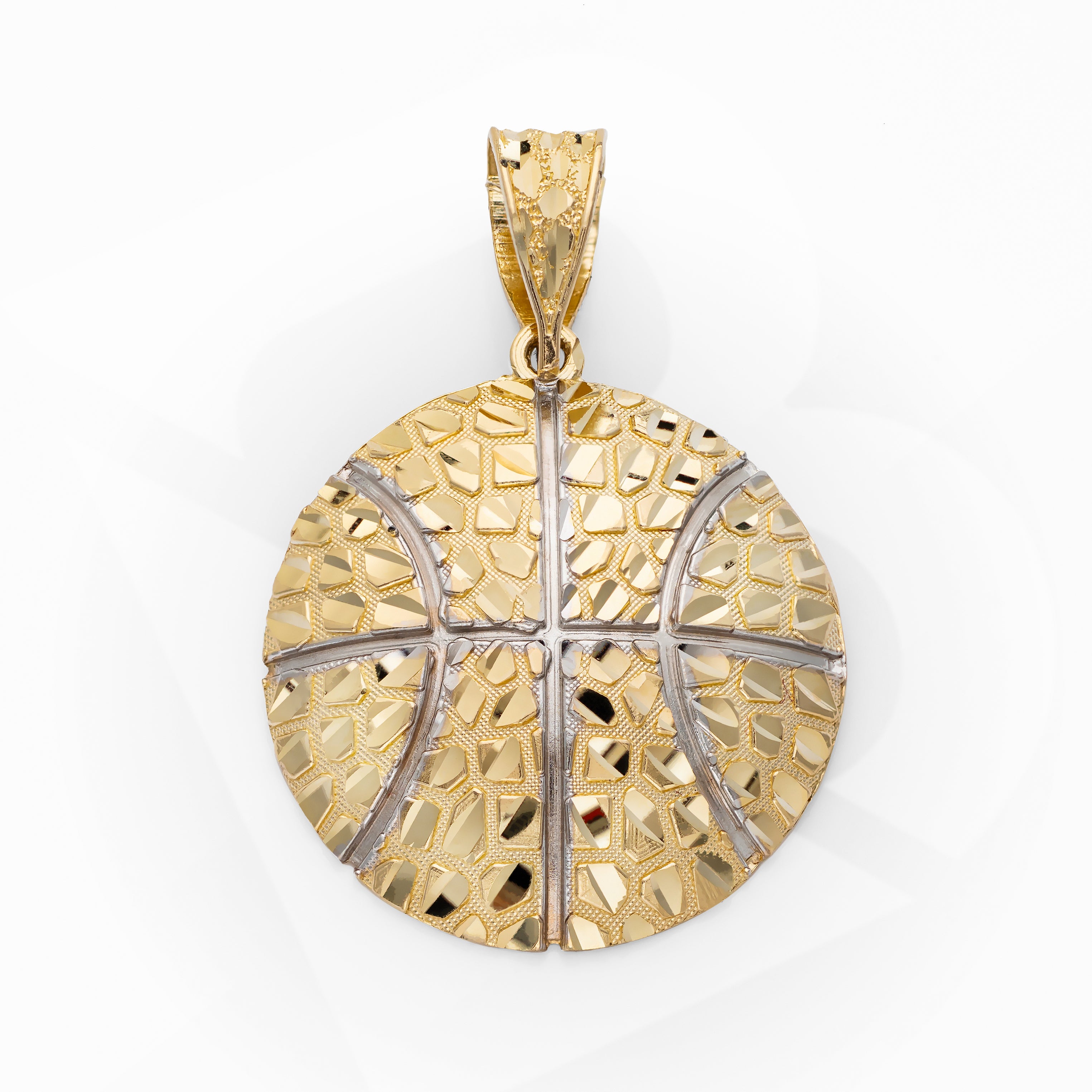 14K Solid Gold Premium Nugget Basketball Charm Pendant 7g