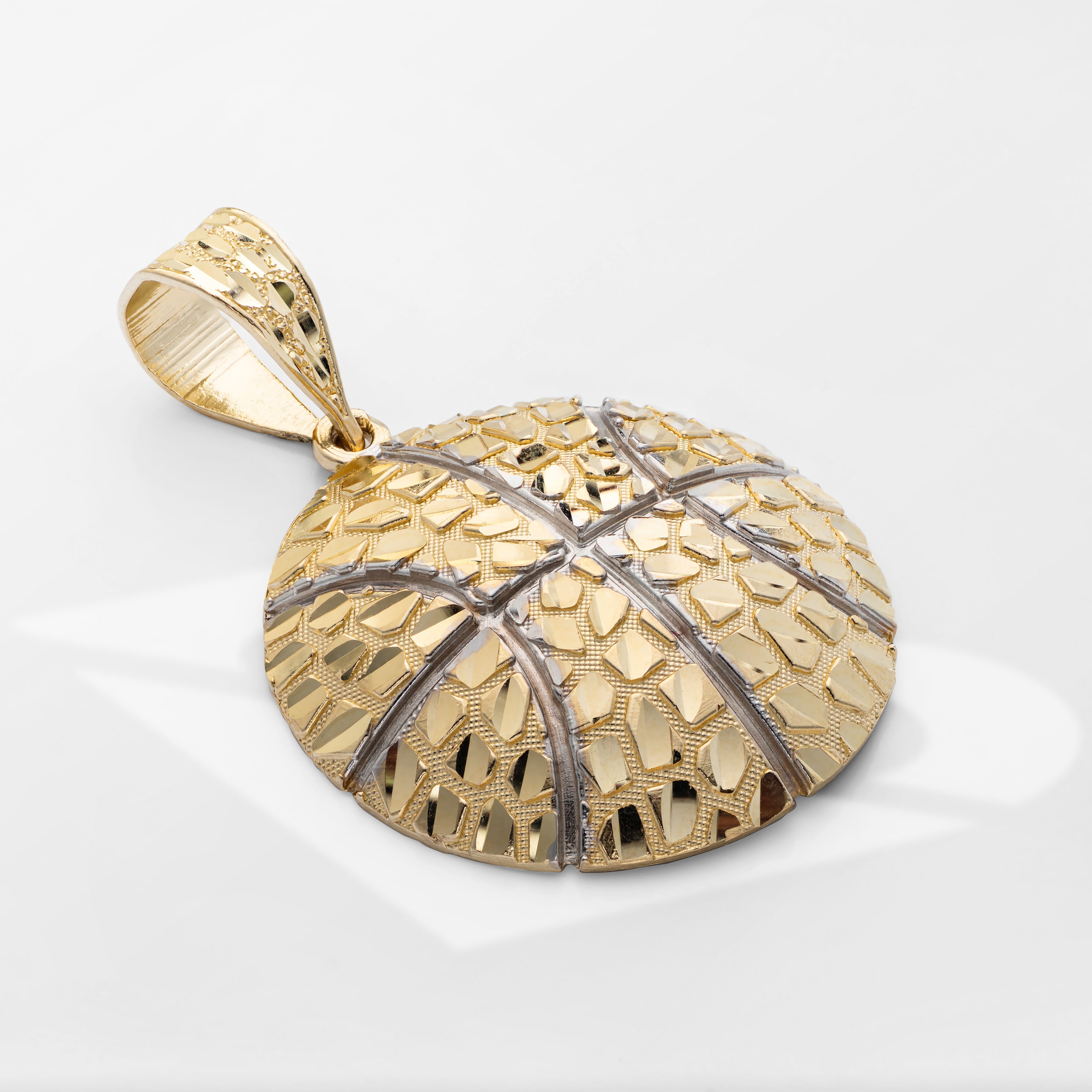 14K Solid Gold Premium Nugget Basketball Charm Pendant 7g