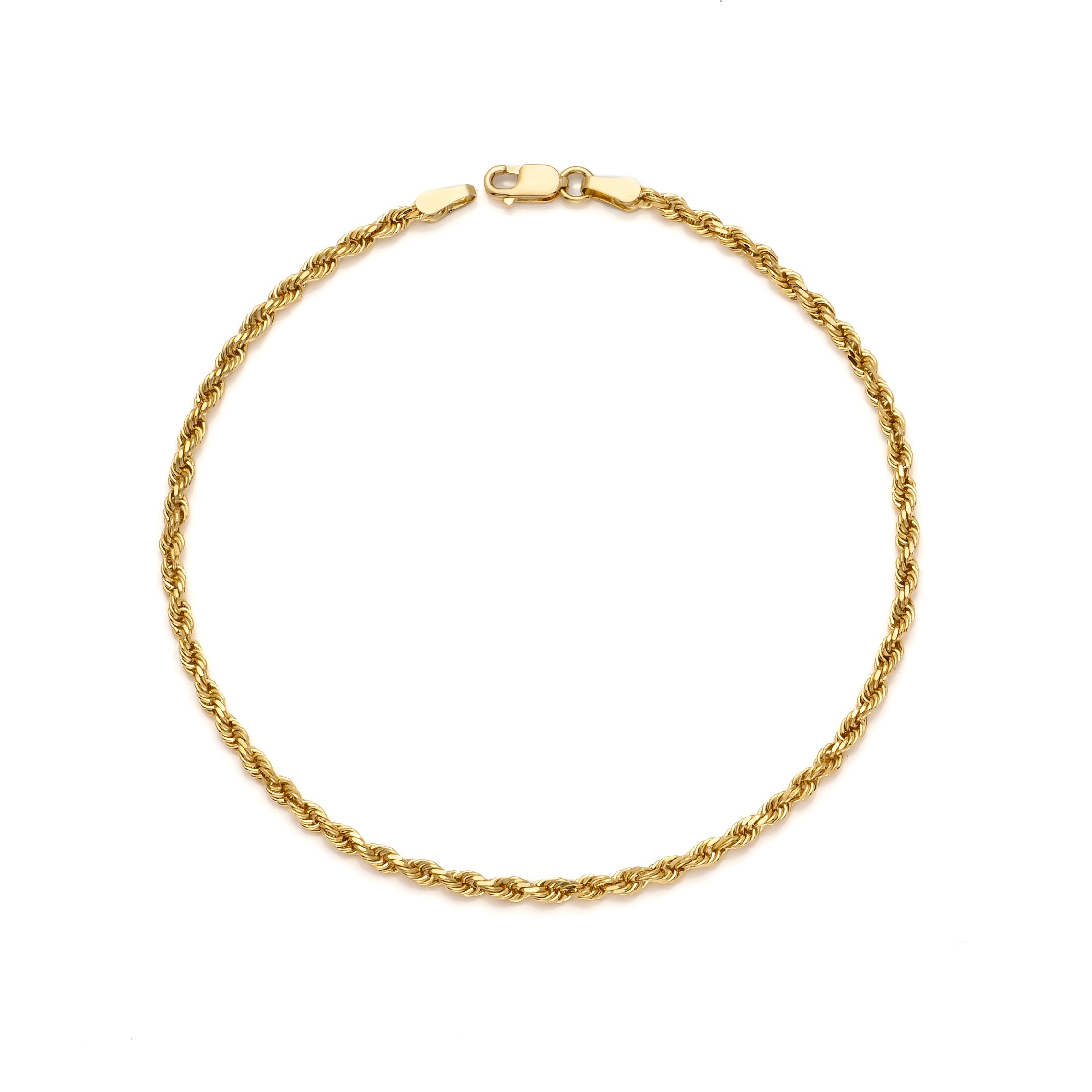 10k Yellow Gold Solid Diamond Cut Rope Bracelet