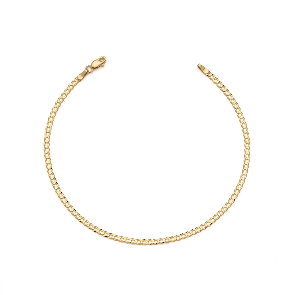 14k Yellow Gold Solid Curb Cuban Bracelet