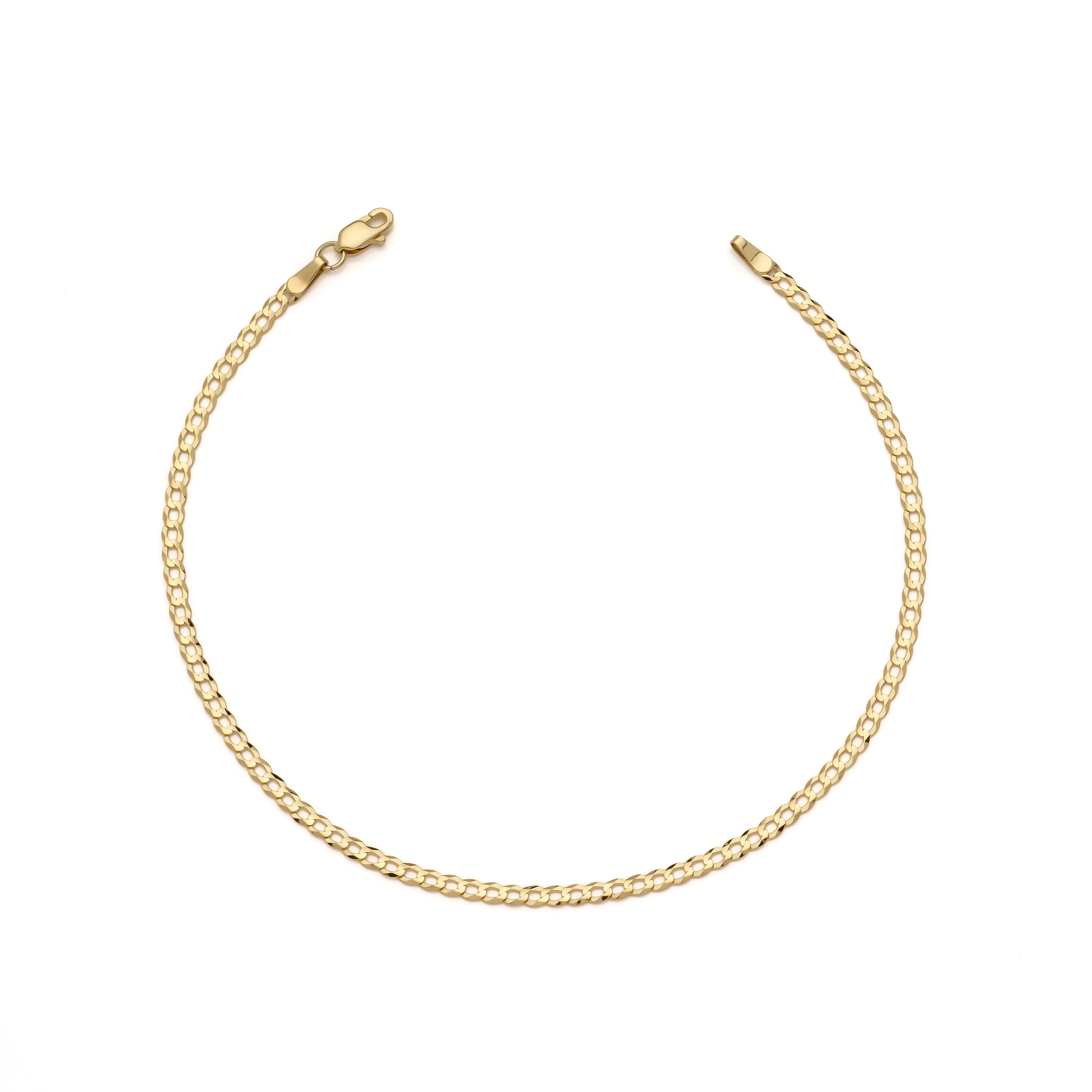 14k Yellow Gold Solid Curb Cuban Bracelet