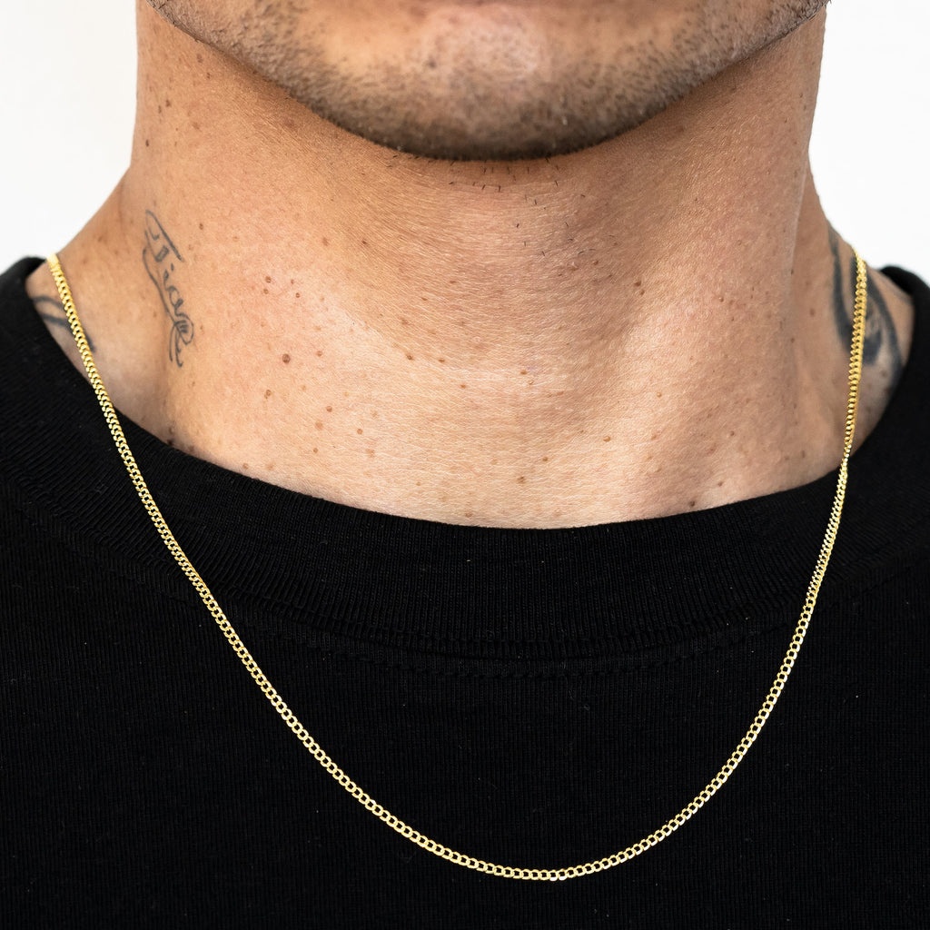 14k Yellow Gold Solid Curb Cuban Link Chain