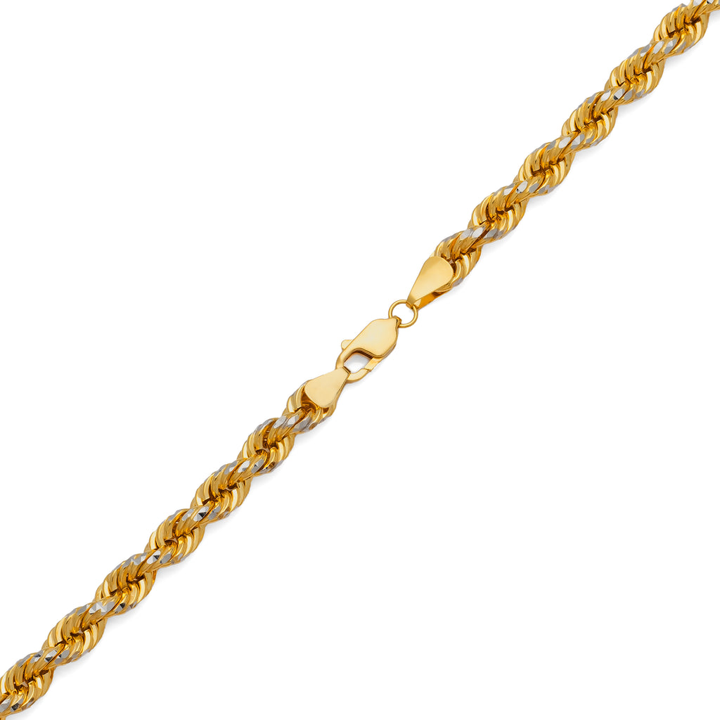 14k Two-Tone Gold Solid Diamond Cut Rope Chain
