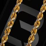 14k Two-Tone Gold Solid Diamond Cut Rope Chain