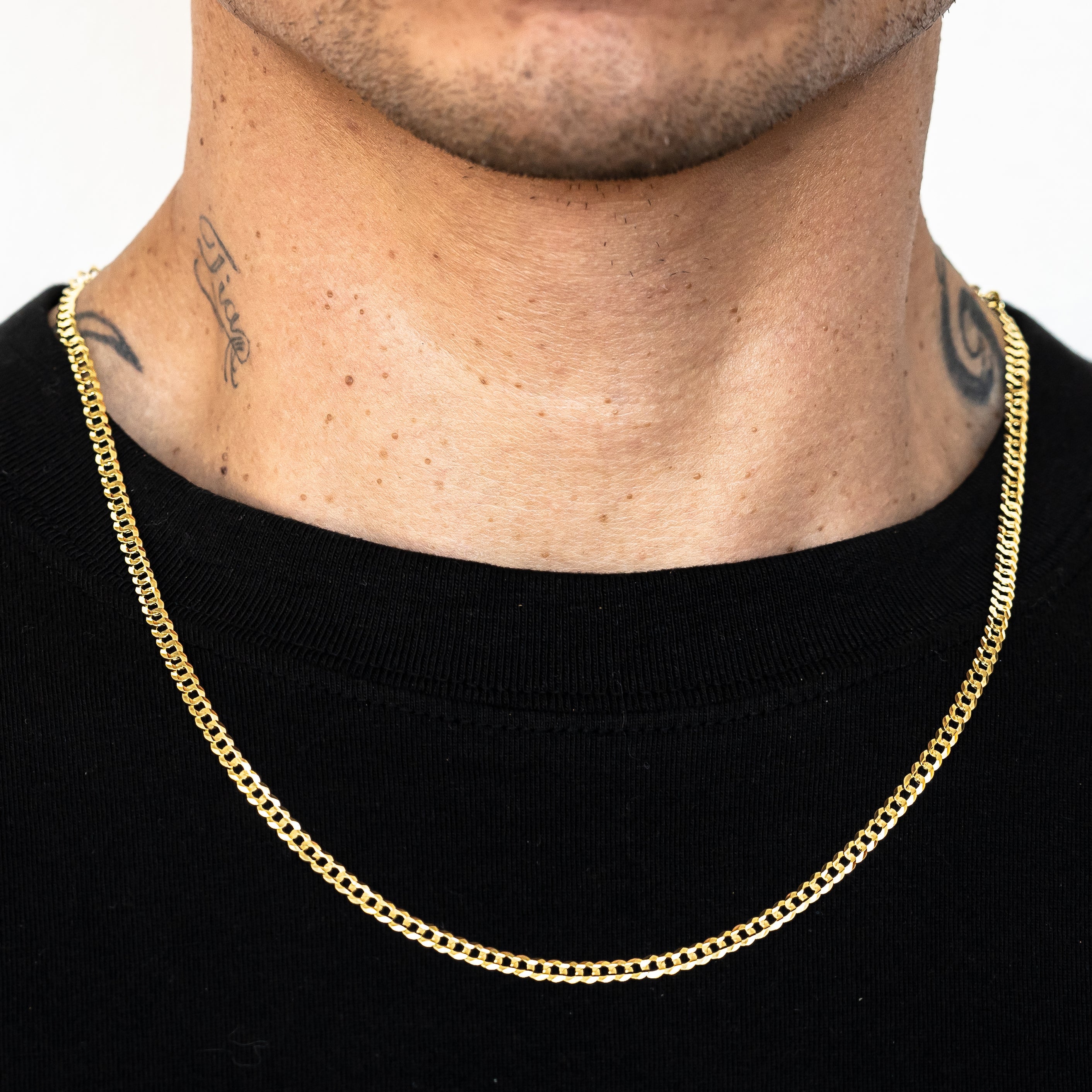 14k Yellow Gold Solid Curb Cuban Link Chain