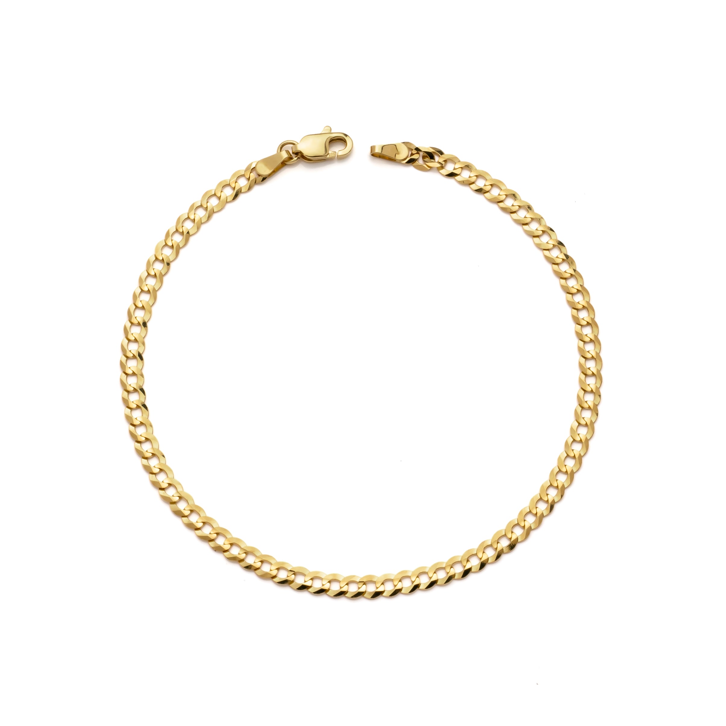 14k Yellow Gold Solid Curb Cuban Bracelet