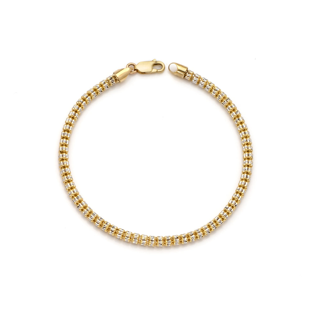 10k Gold Two-Tone Ice Chain Bracelet