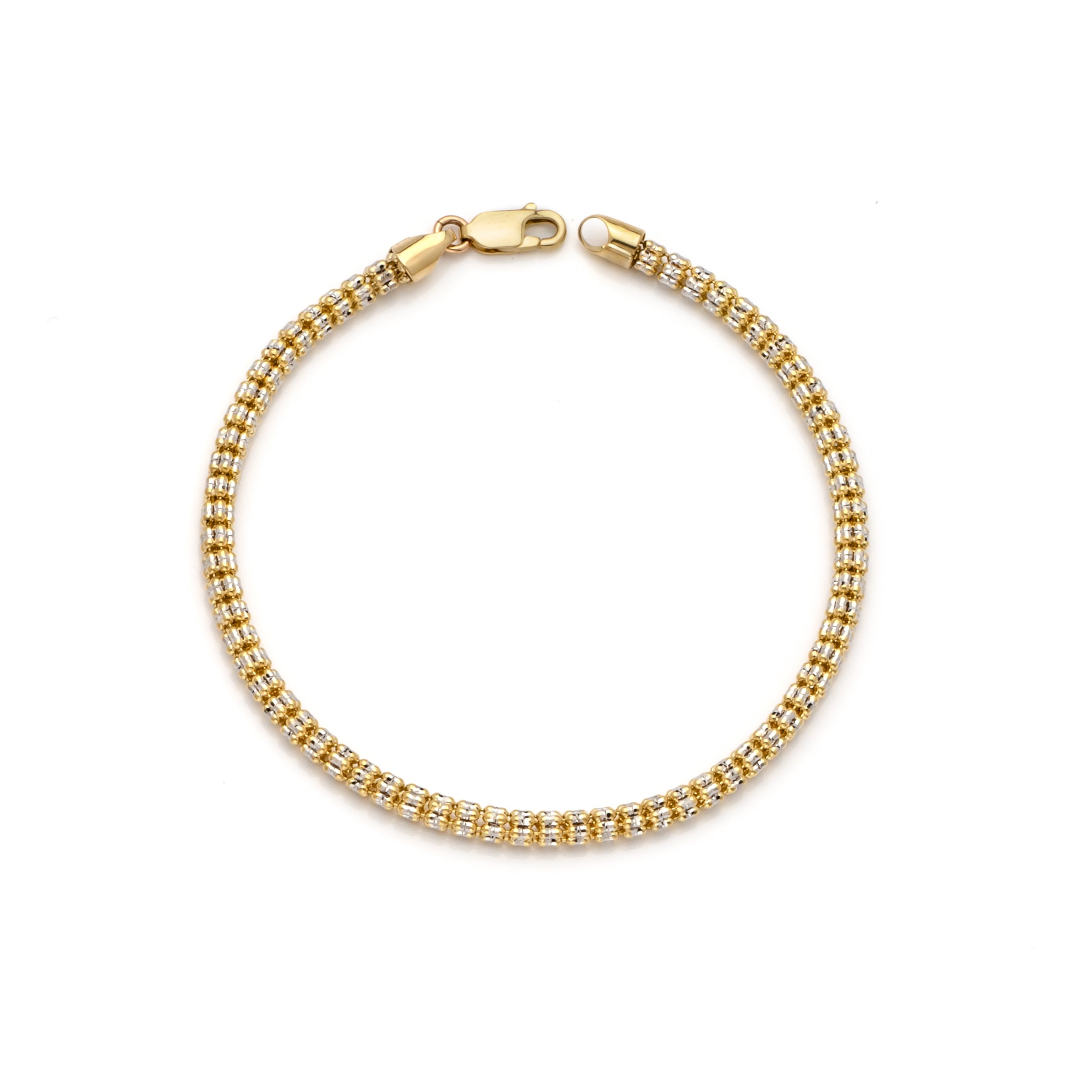 10k Gold Two-Tone Ice Chain Bracelet